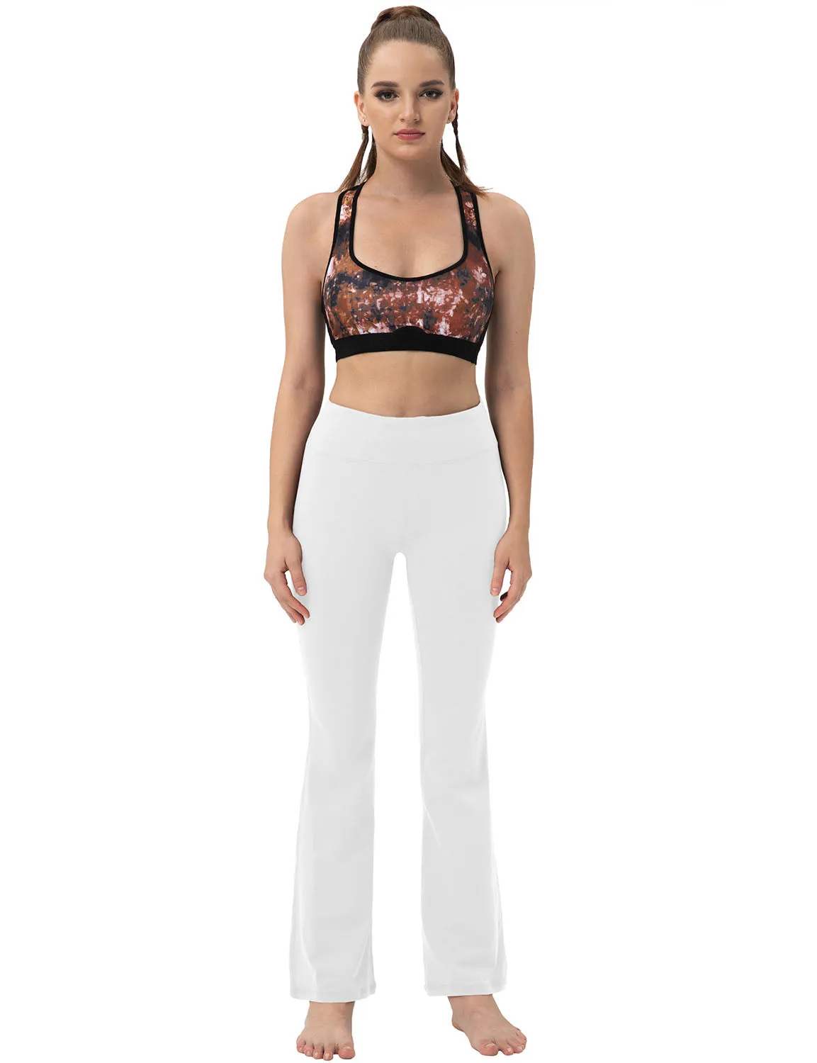 29" 31" 33" 35" 37"  Back Pockets Bootcut Leggings White_yogastudio