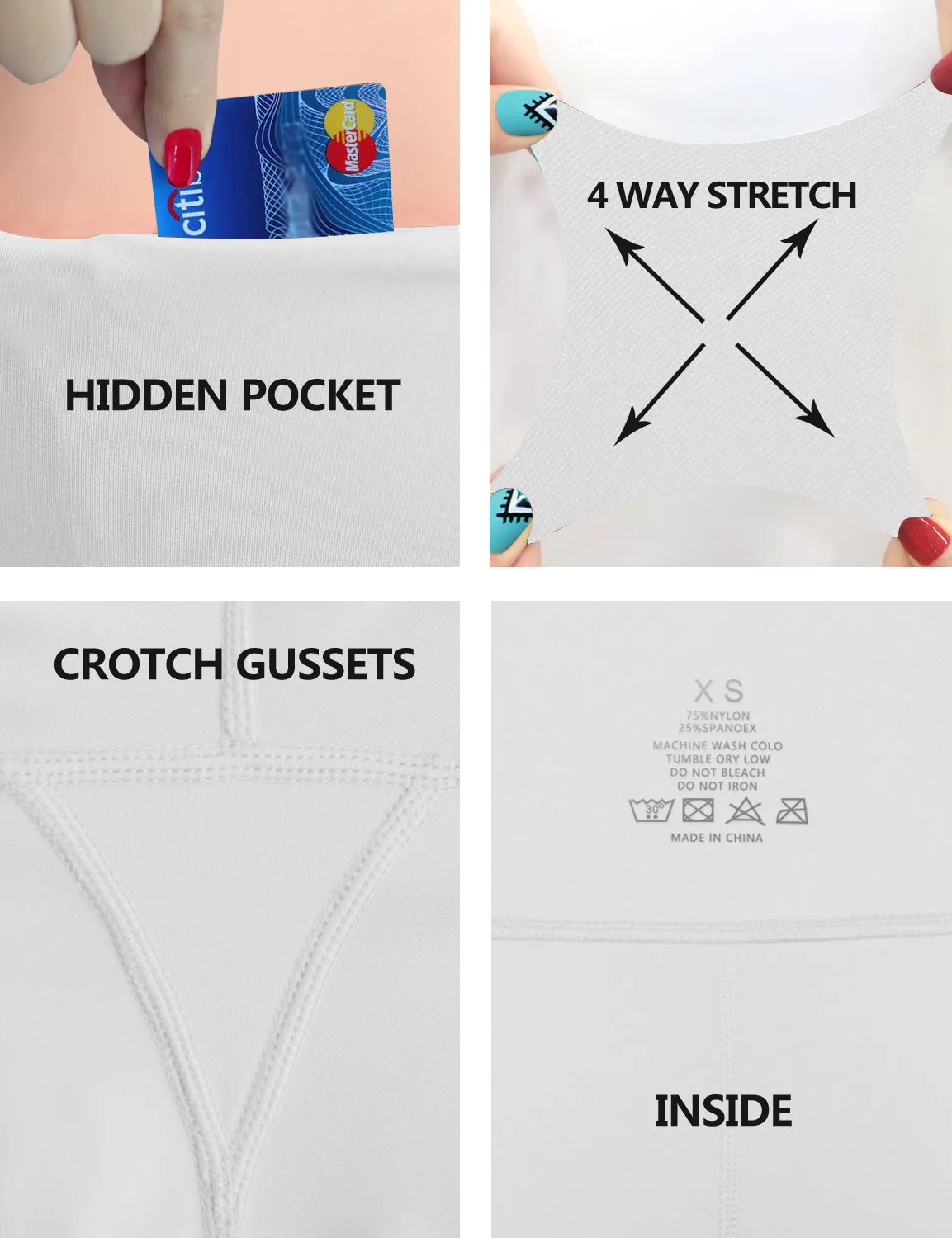 29" 31" 33" 35" 37"  Back Pockets Bootcut Leggings White_yogastudio