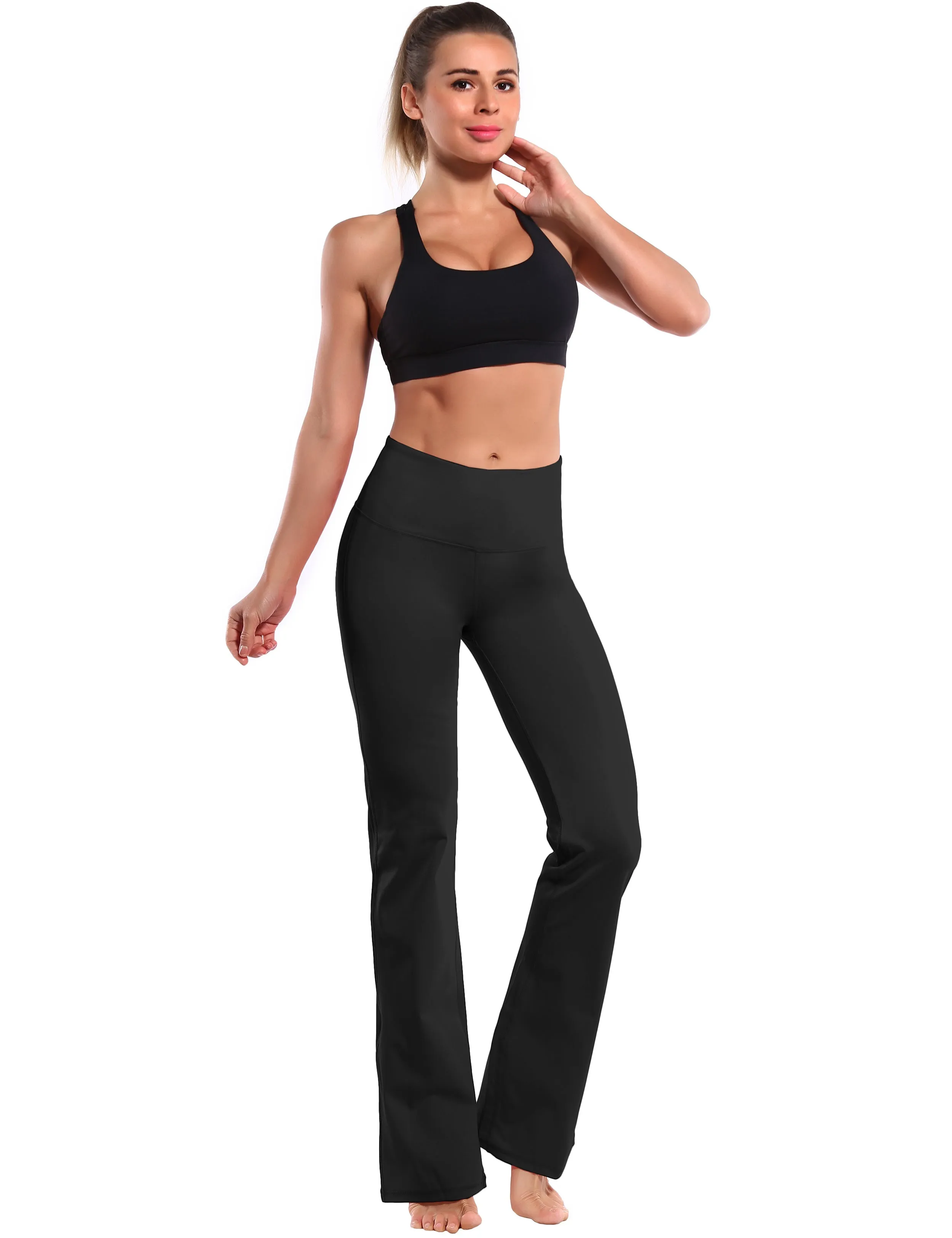 29" 31" 33" 35" 37" High Waist Bootcut Leggings Black ins_Pilates
