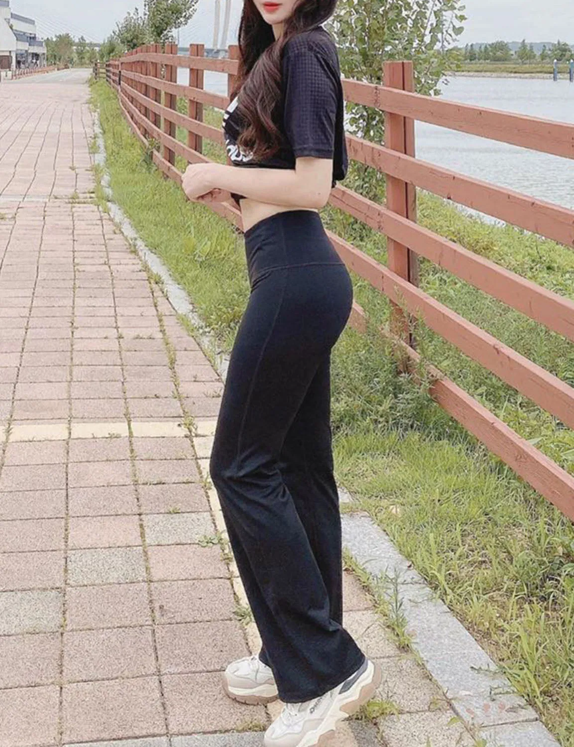 29" 31" 33" 35" 37" High Waist Bootcut Leggings Black ins_Pilates