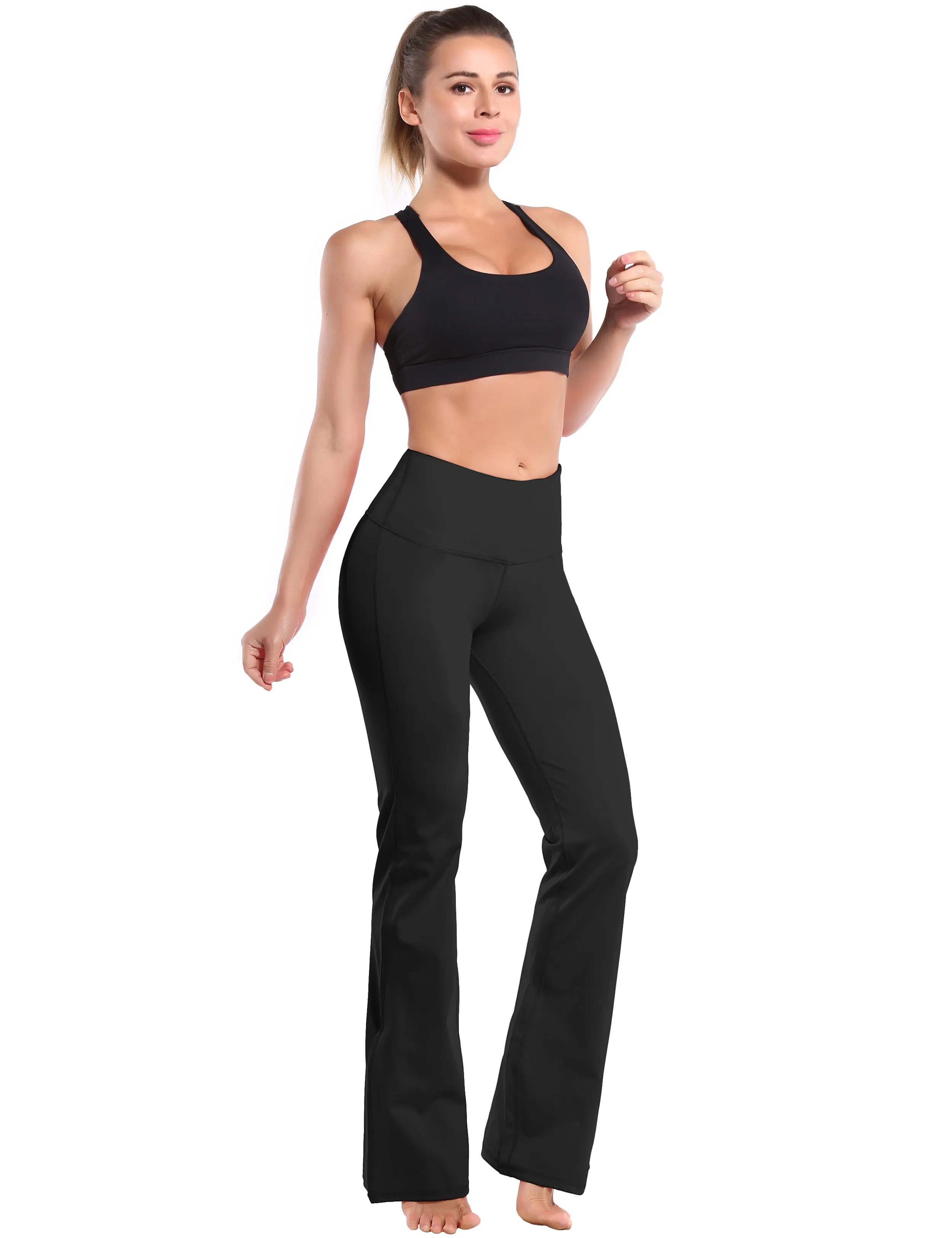 29" 31" 33" 35" 37" High Waist Bootcut Leggings Black ins_Pilates