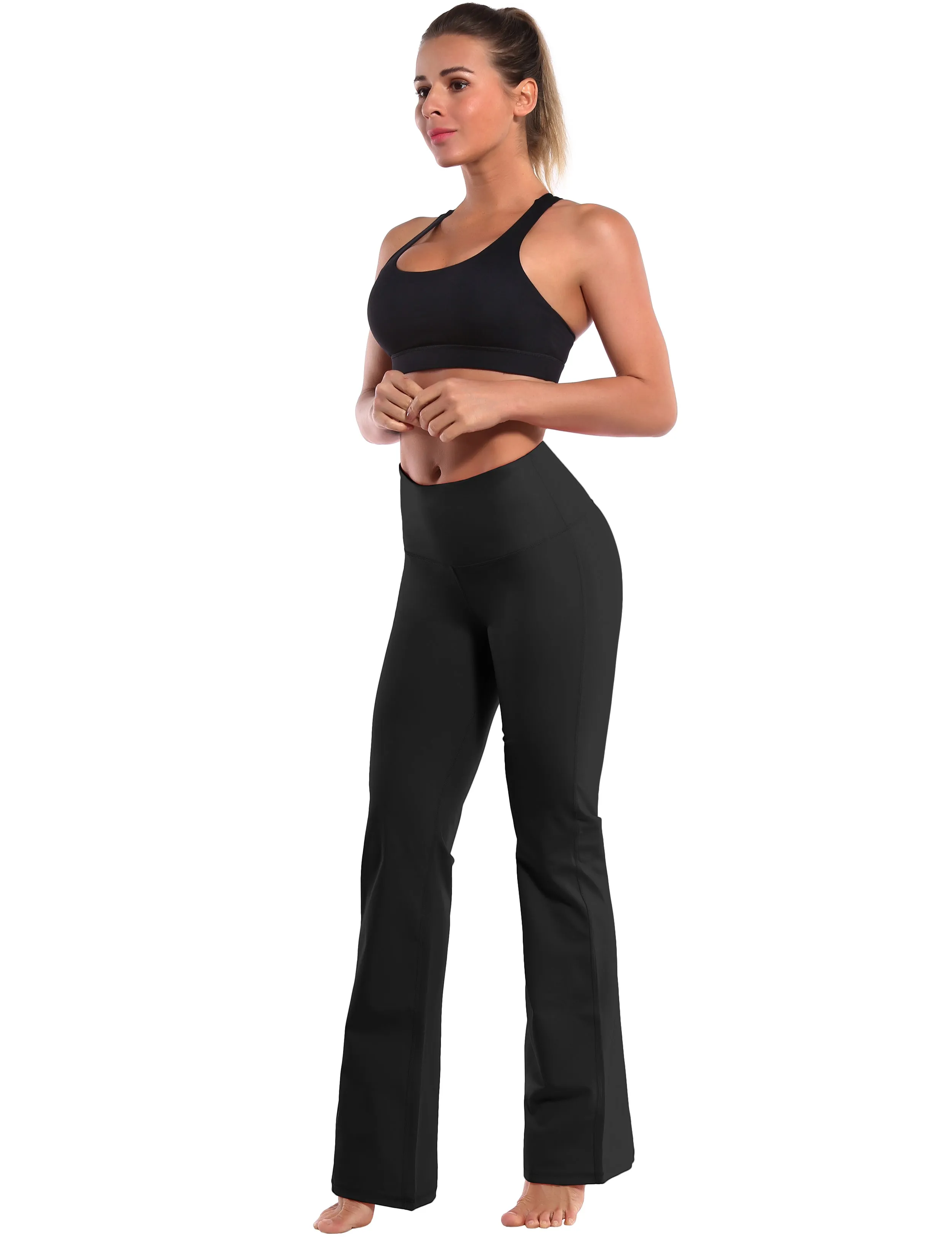 29" 31" 33" 35" 37" High Waist Bootcut Leggings Black ins_Pilates