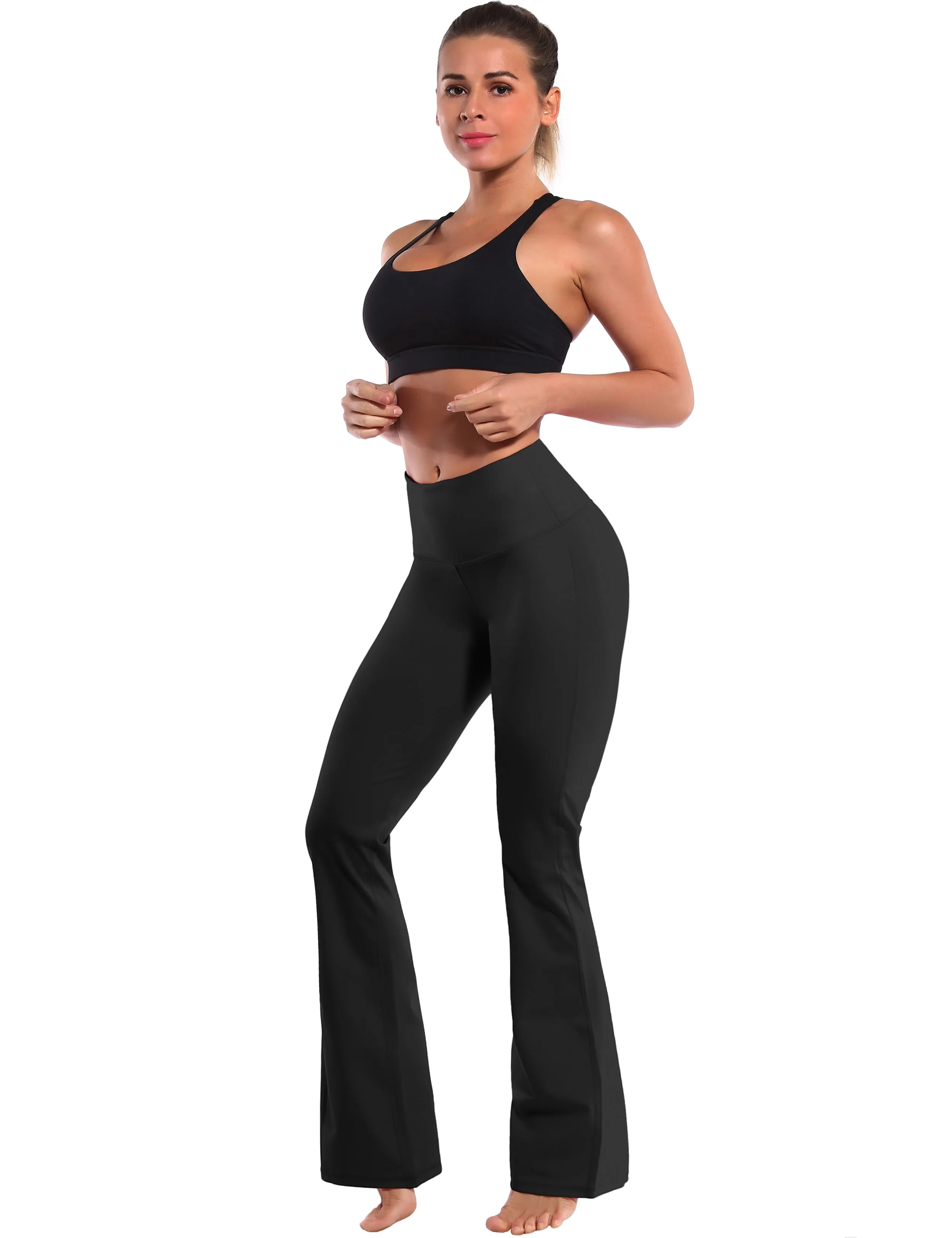 29" 31" 33" 35" 37" High Waist Bootcut Leggings Black_Gym