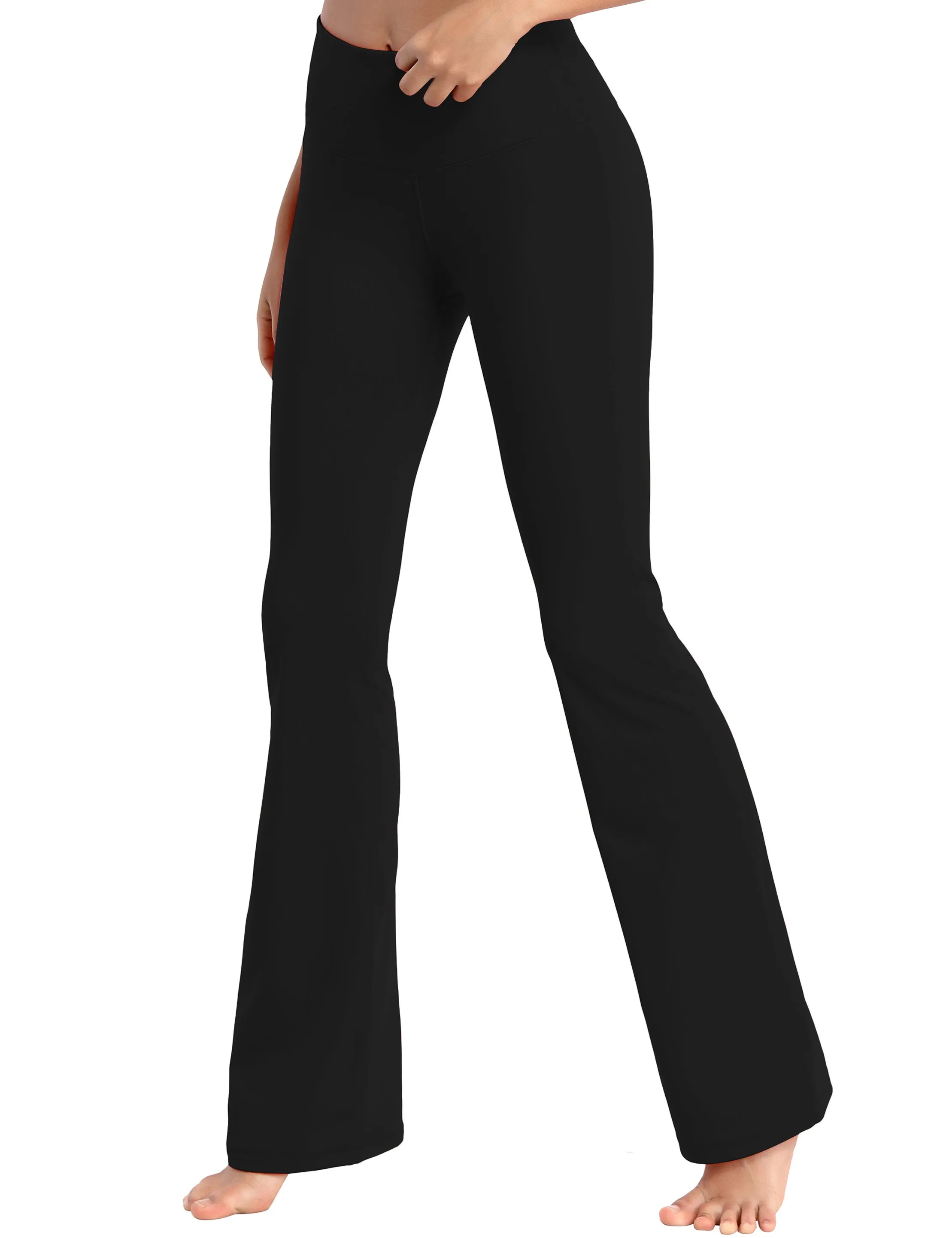 29" 31" 33" 35" 37" High Waist Bootcut Leggings Black_Gym