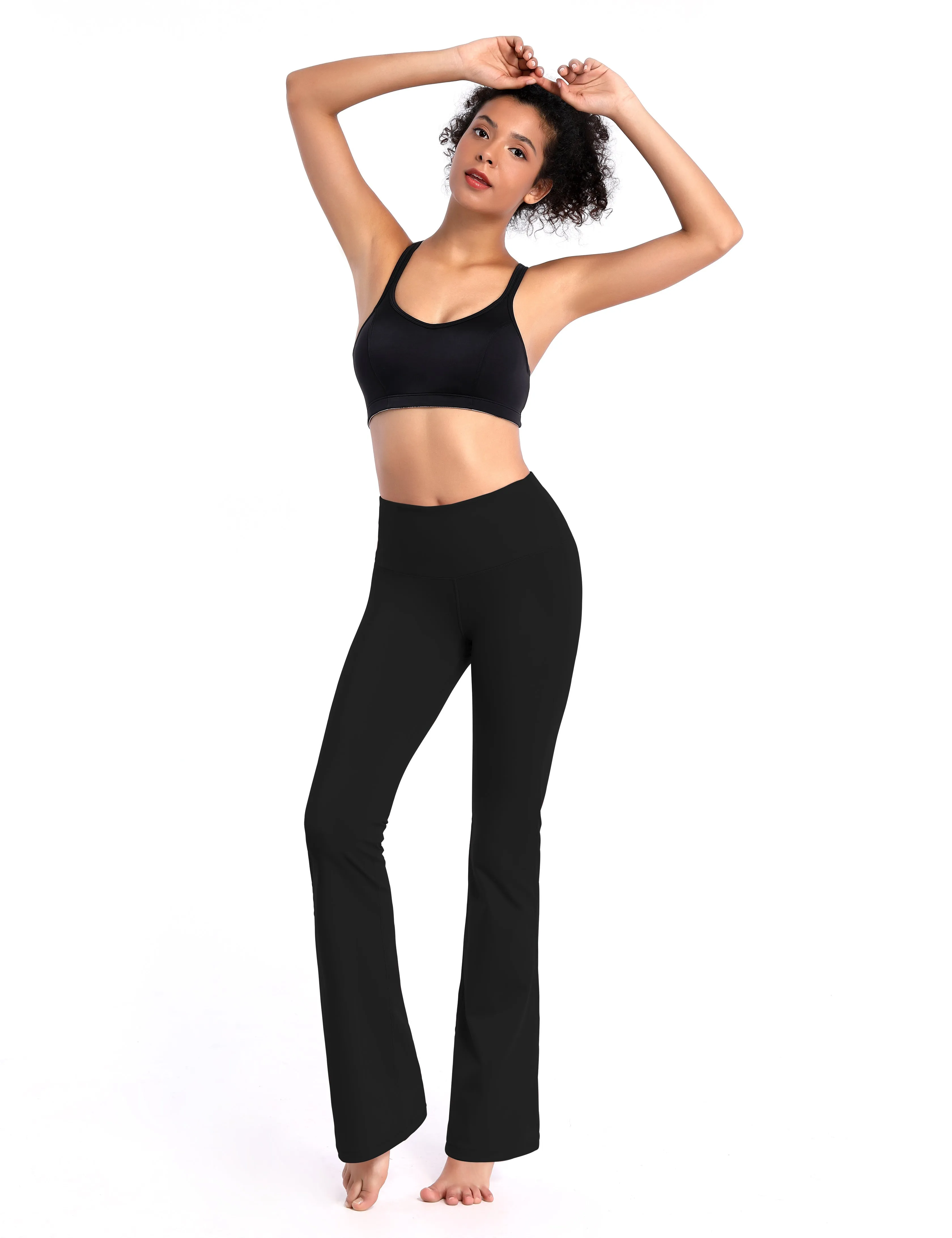 29" 31" 33" 35" 37" High Waist Bootcut Leggings Black_Gym