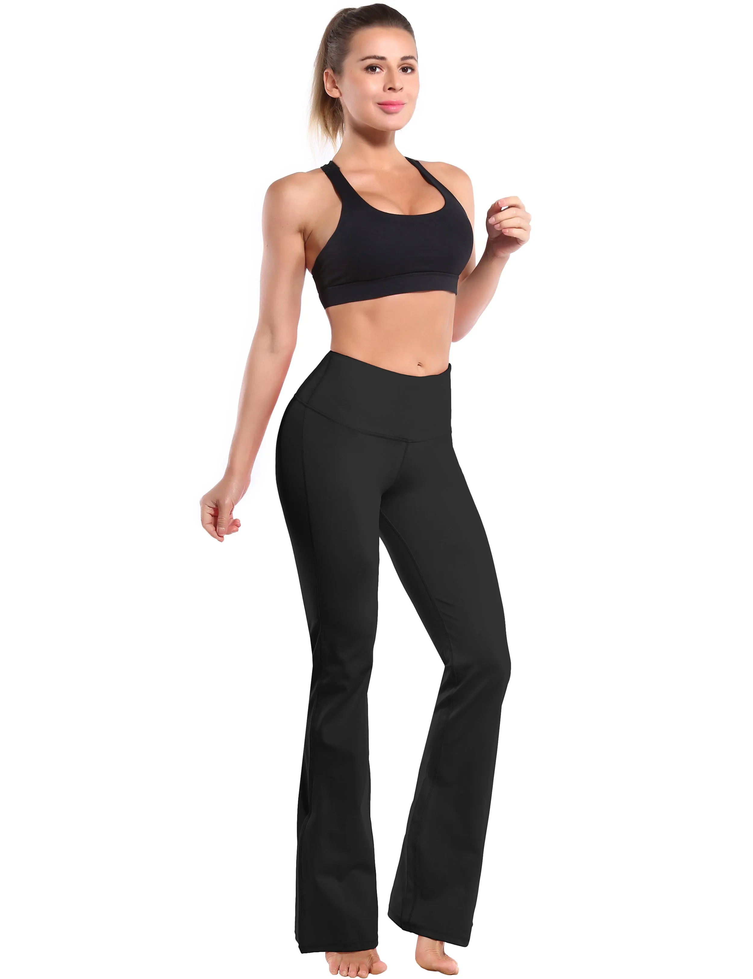29" 31" 33" 35" 37" High Waist Bootcut Leggings Black_Gym