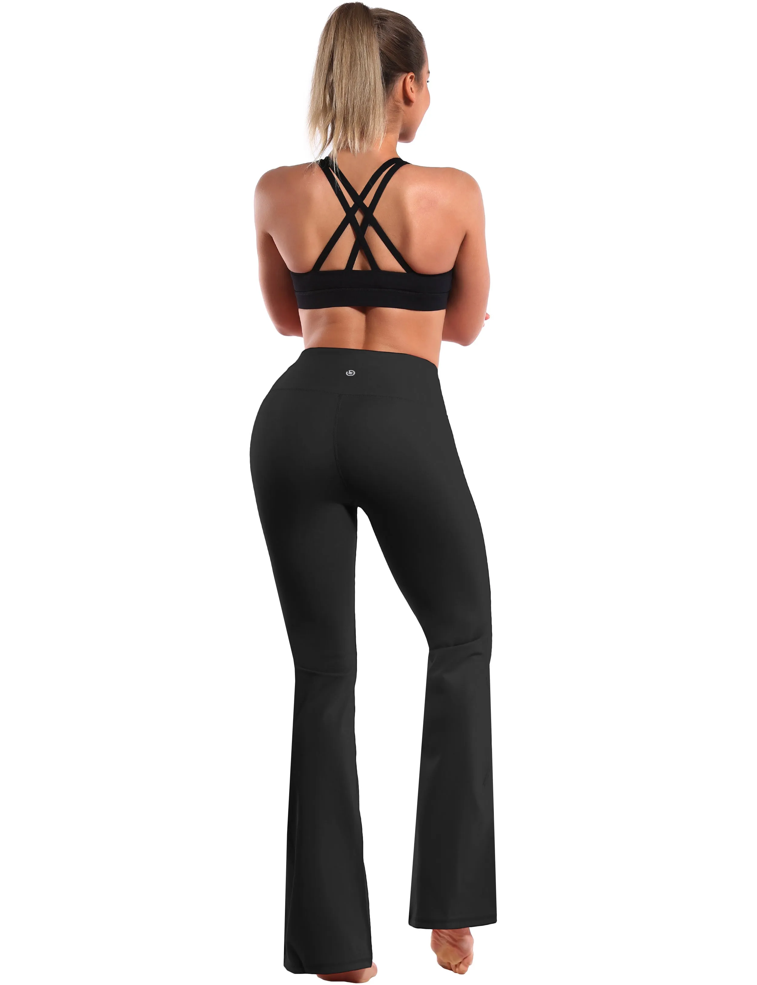 29" 31" 33" 35" 37" High Waist Bootcut Leggings Black_Gym