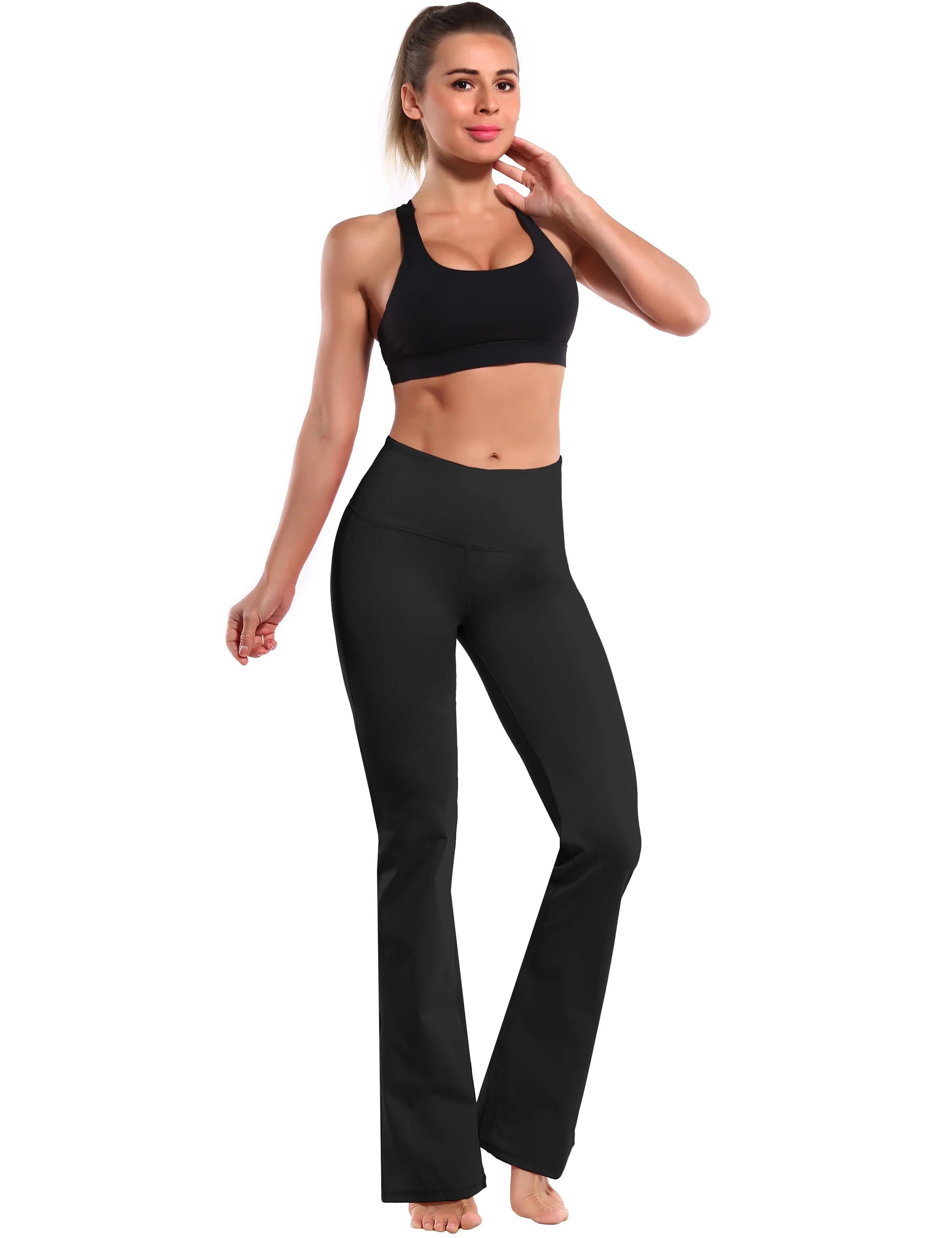 29" 31" 33" 35" 37" High Waist Bootcut Leggings Black_Gym