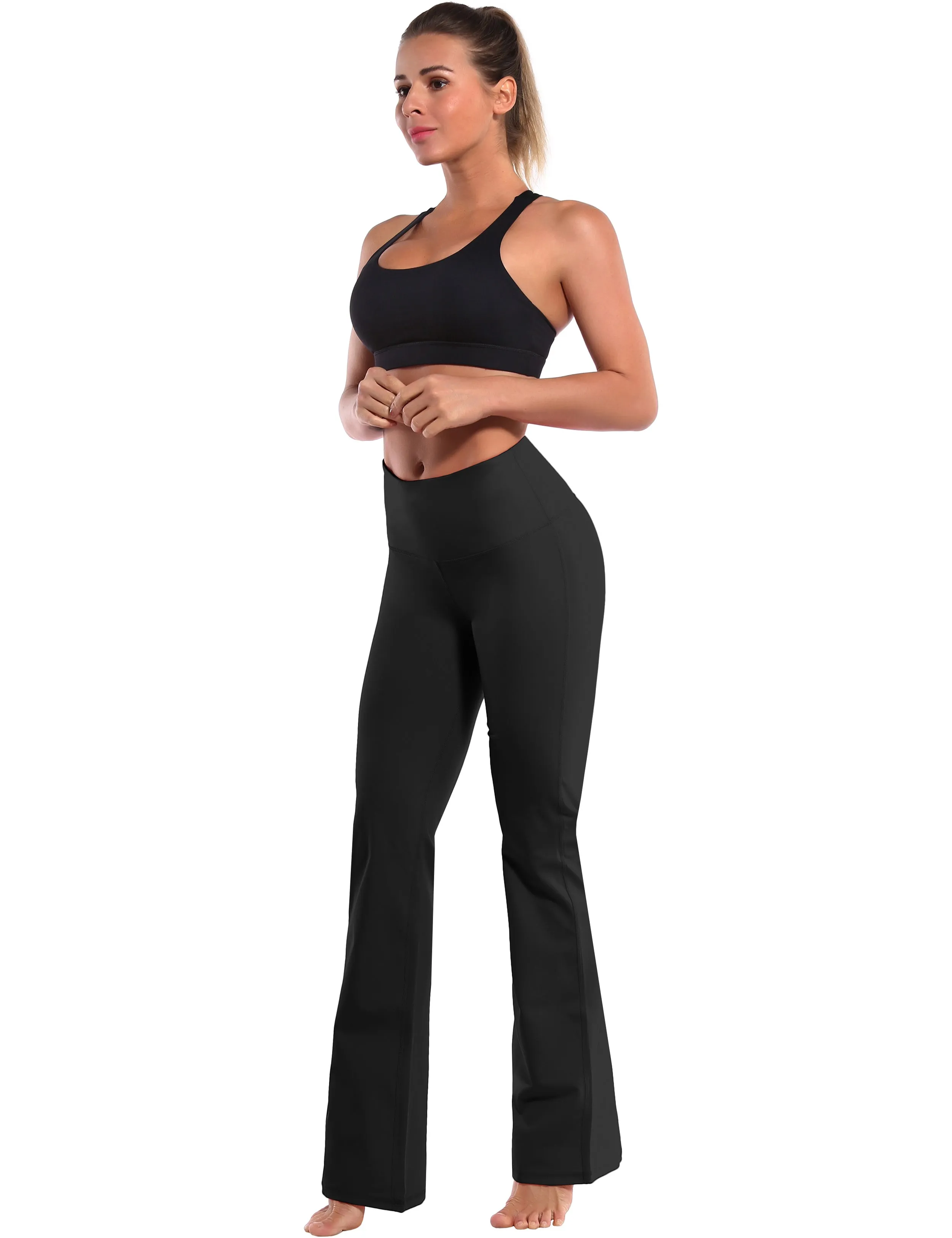 29" 31" 33" 35" 37" High Waist Bootcut Leggings Black_Gym