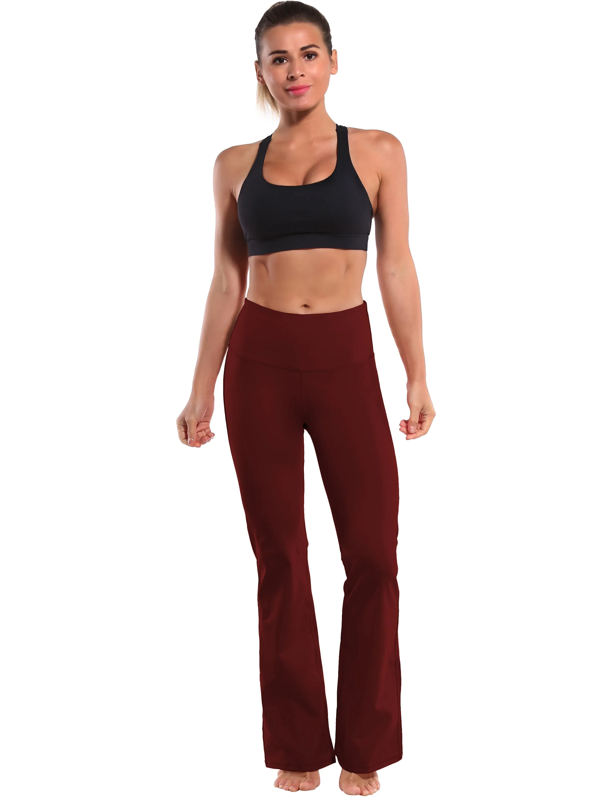 29" 31" 33" 35" 37" High Waist Bootcut Leggings Cherryred_Plus Size