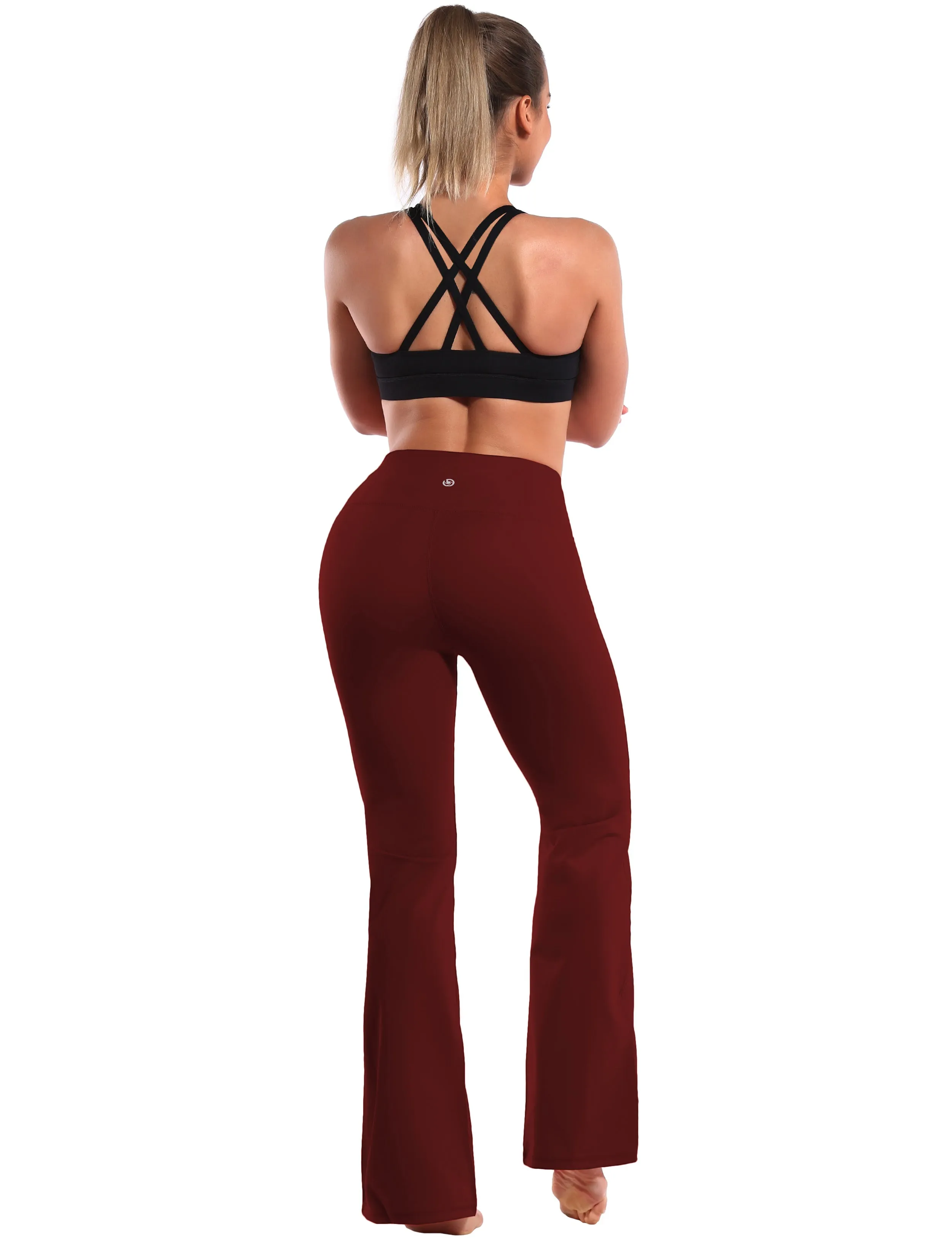 29" 31" 33" 35" 37" High Waist Bootcut Leggings Cherryred_Plus Size