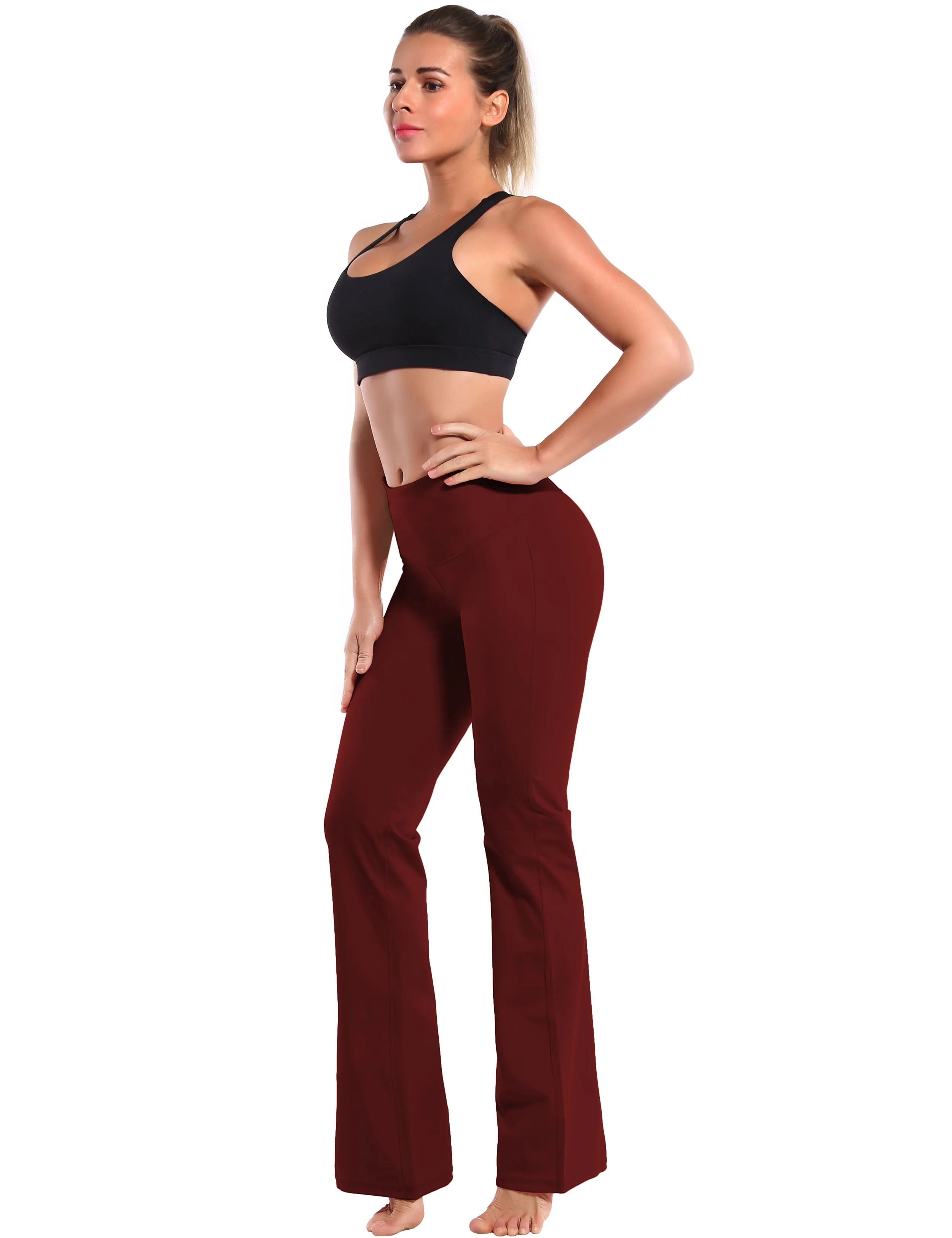 29" 31" 33" 35" 37" High Waist Bootcut Leggings Cherryred_yogastudio