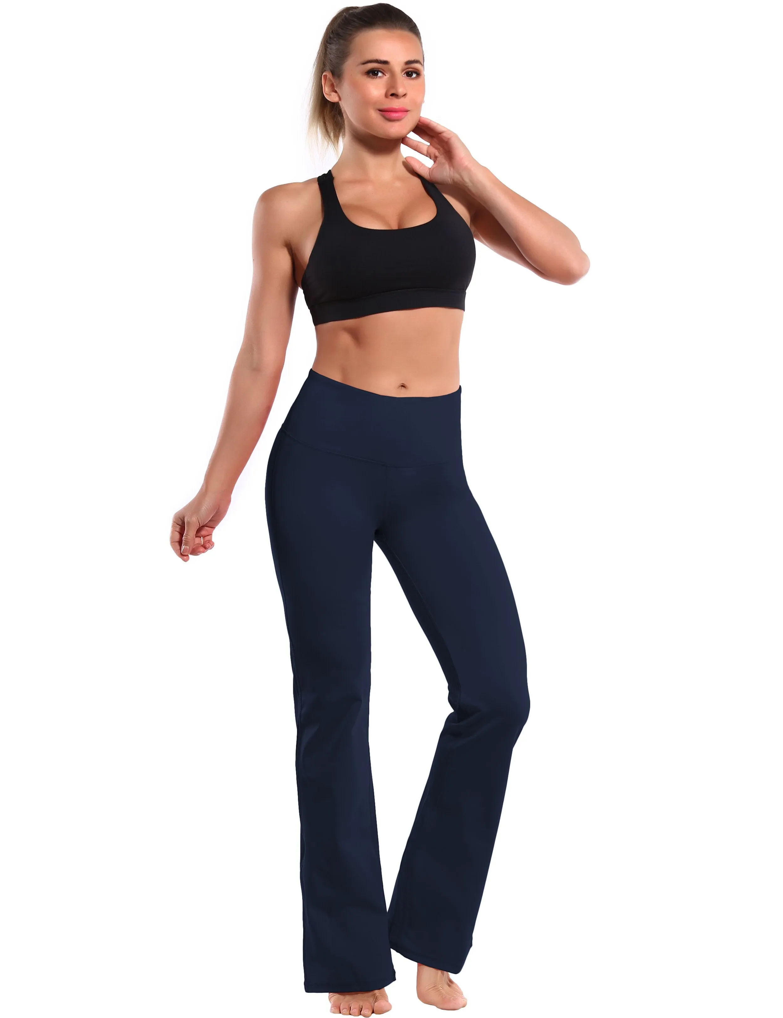 29" 31" 33" 35" 37" High Waist Bootcut Leggings Darknavy ins_yogastudio
