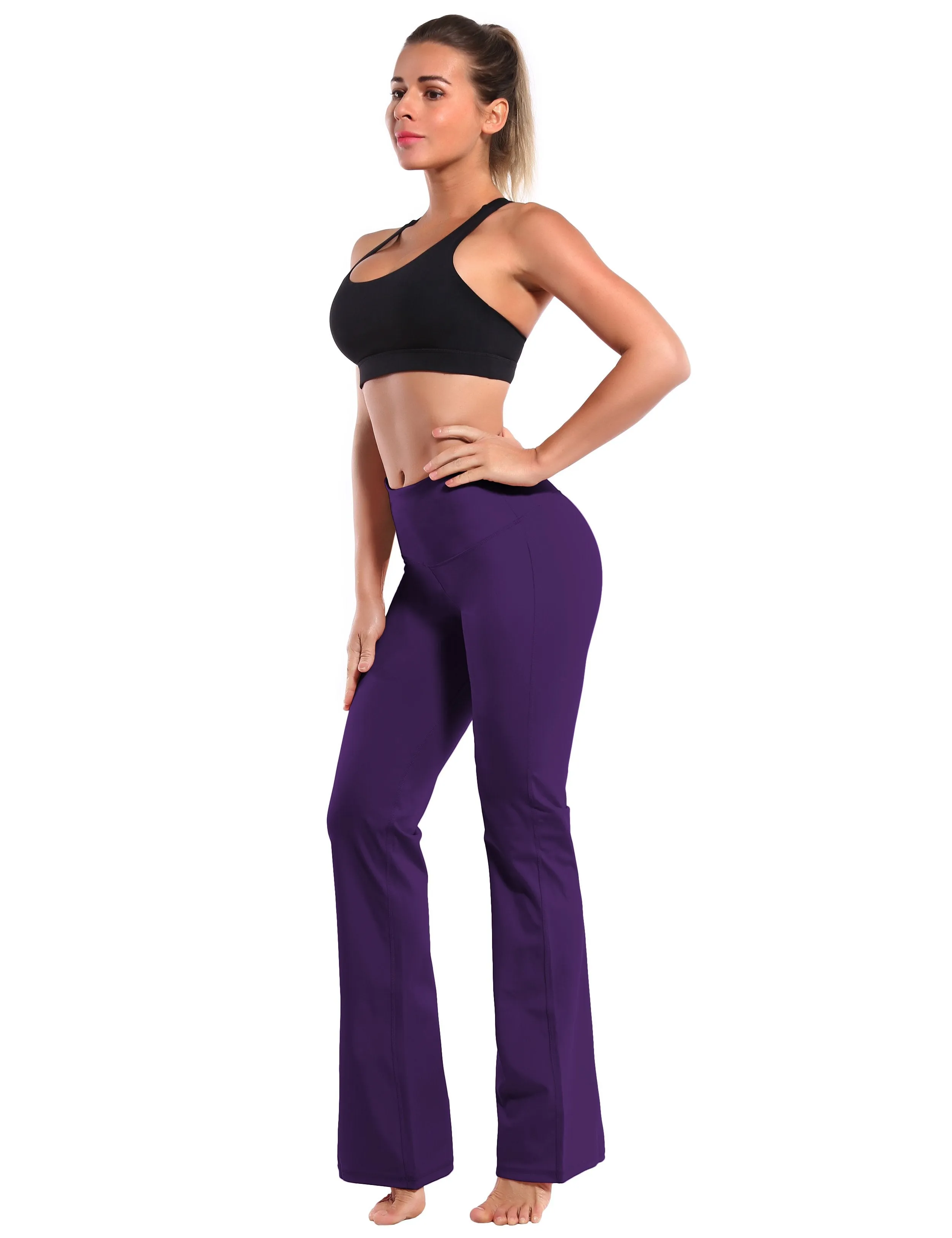 29" 31" 33" 35" 37" High Waist Bootcut Leggings Eggplantpurple ins_Jogging