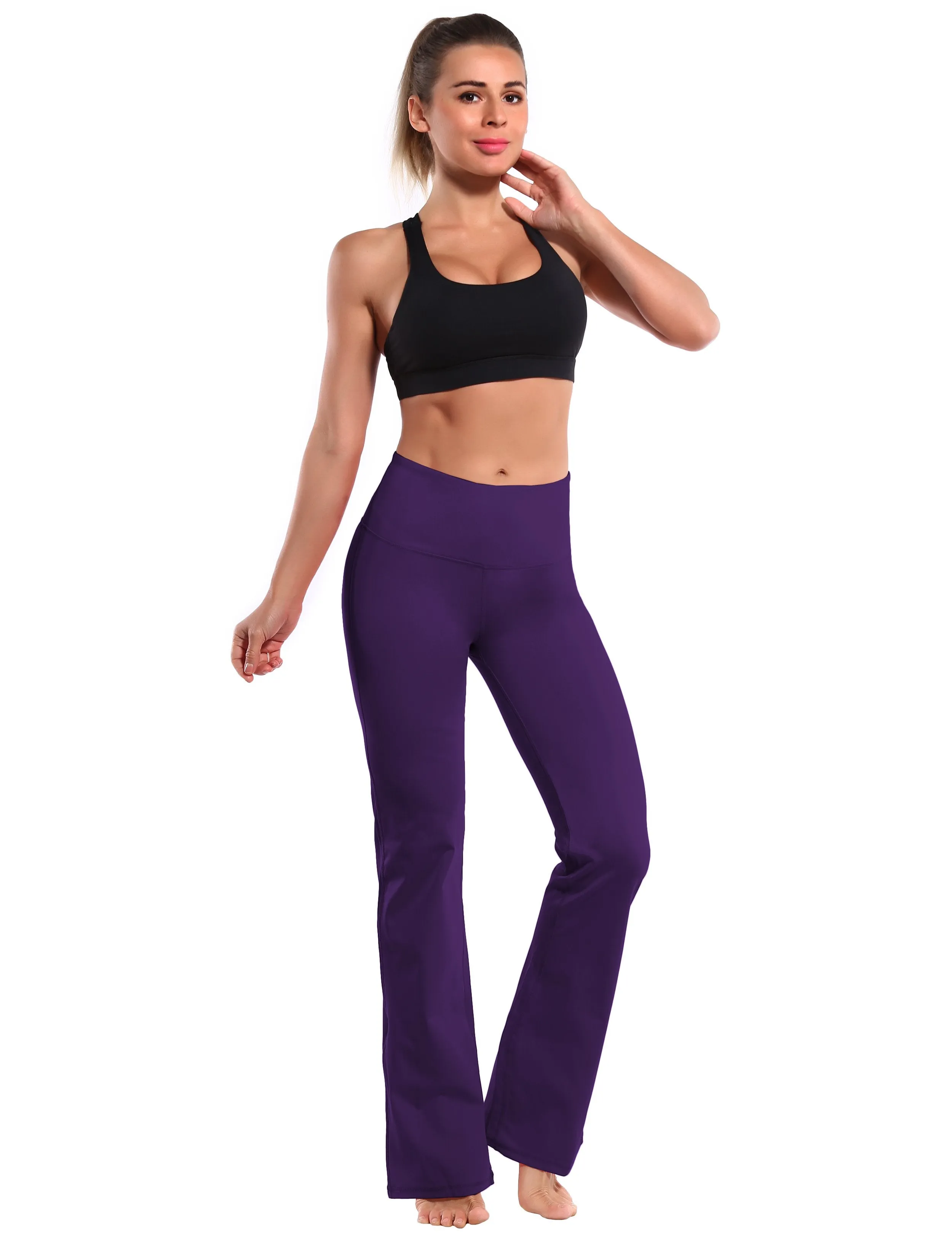 29" 31" 33" 35" 37" High Waist Bootcut Leggings Eggplantpurple ins_Tall Size