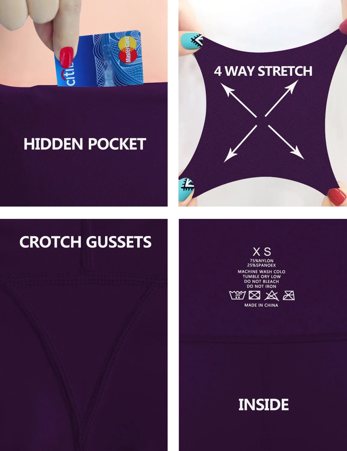 29" 31" 33" 35" 37" High Waist Bootcut Leggings Eggplantpurple_Tall Size