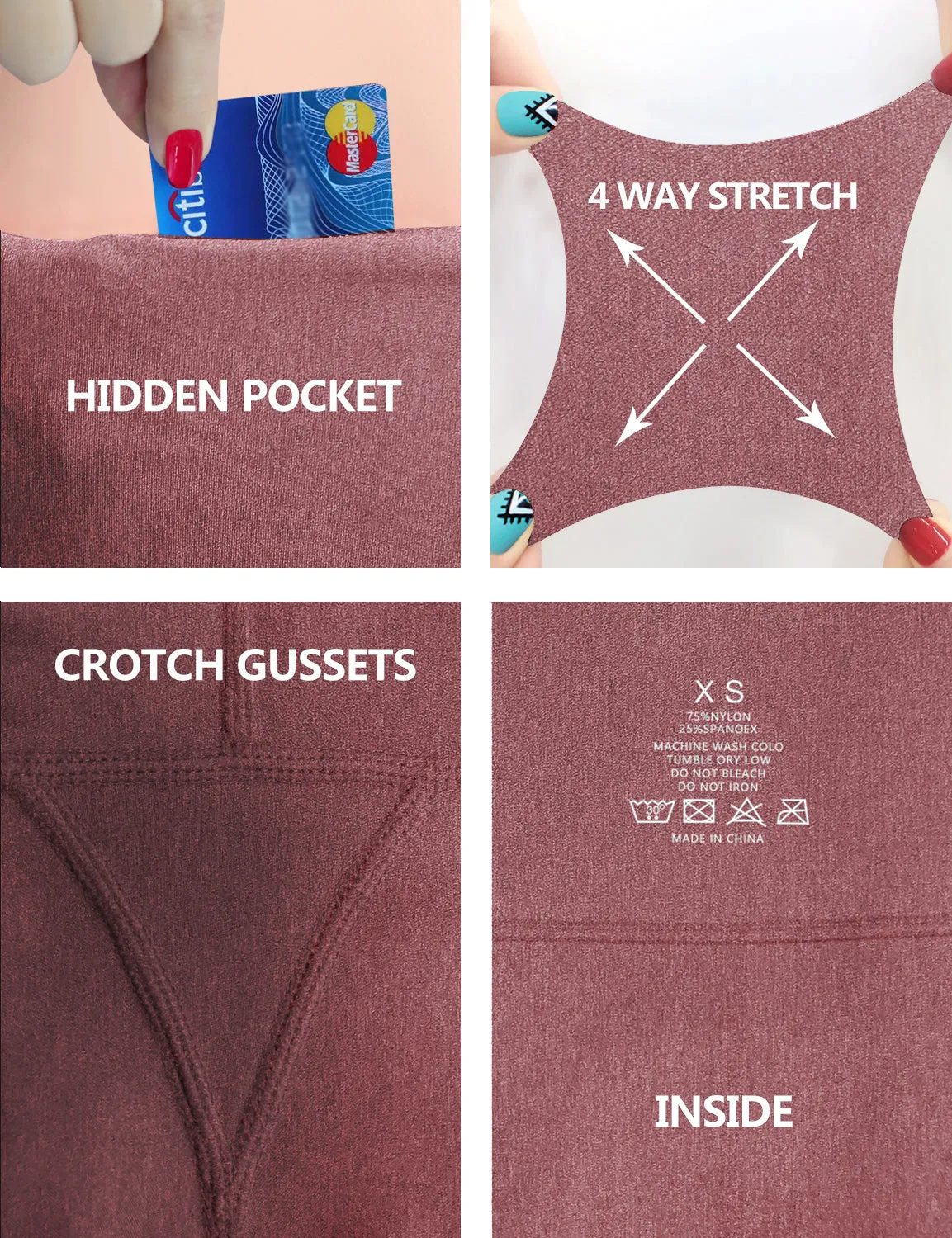 29" 31" 33" 35" 37" High Waist Bootcut Leggings heatherred_Plus Size