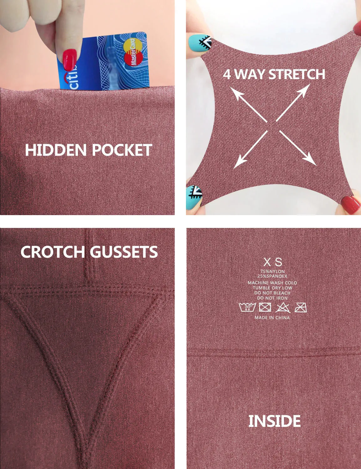 29" 31" 33" 35" 37" High Waist Bootcut Leggings heatherred_yogastudio