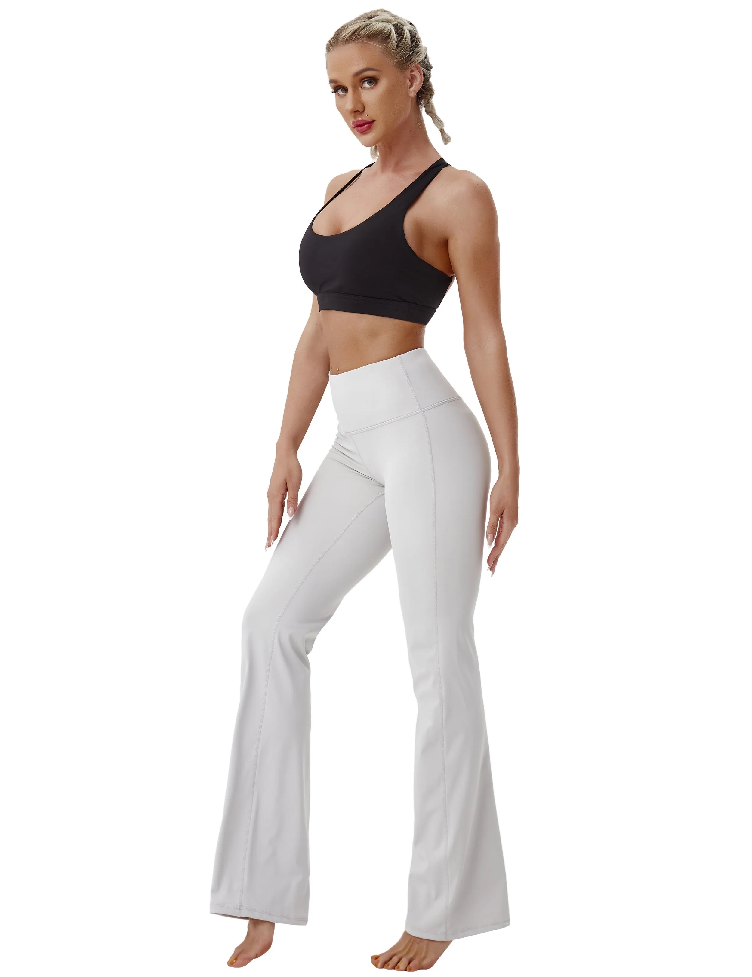 29" 31" 33" 35" 37" High Waist Bootcut Leggings Lightgray_Gym