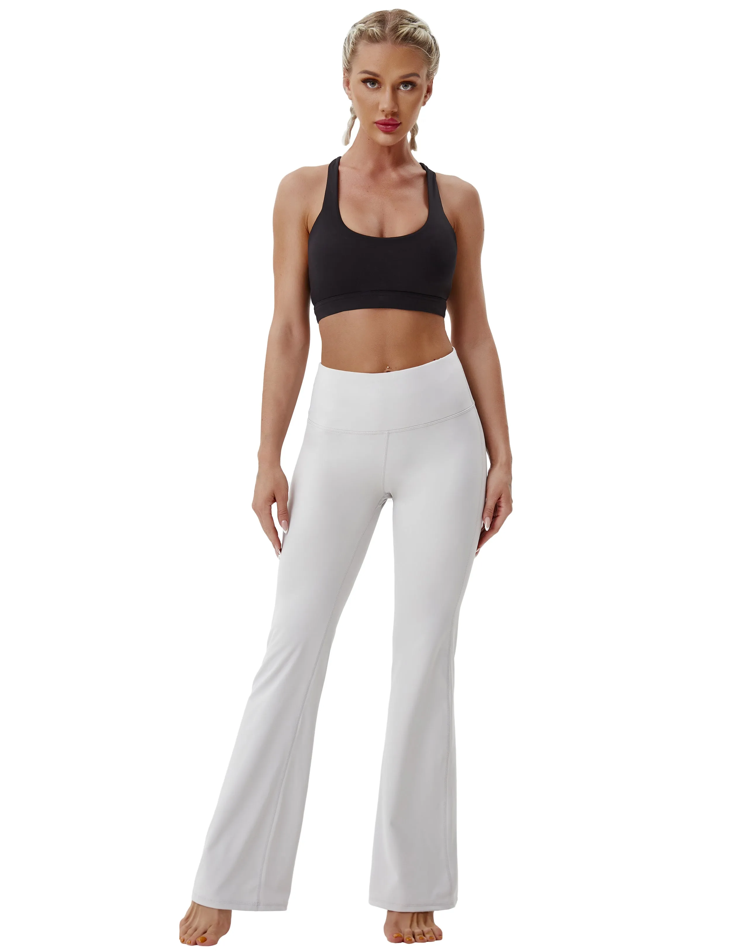 29" 31" 33" 35" 37" High Waist Bootcut Leggings Lightgray_Plus Size