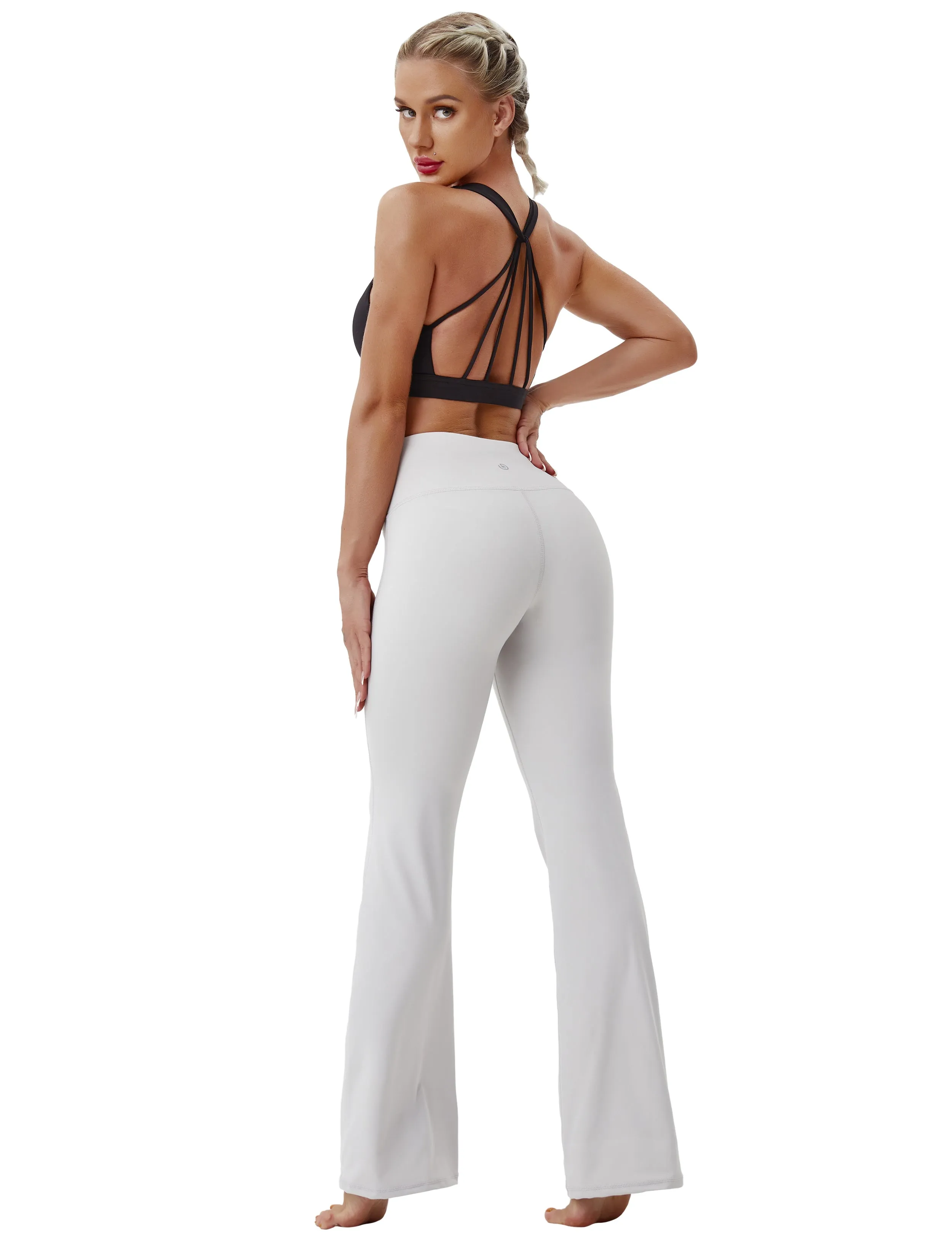 29" 31" 33" 35" 37" High Waist Bootcut Leggings Lightgray_Plus Size