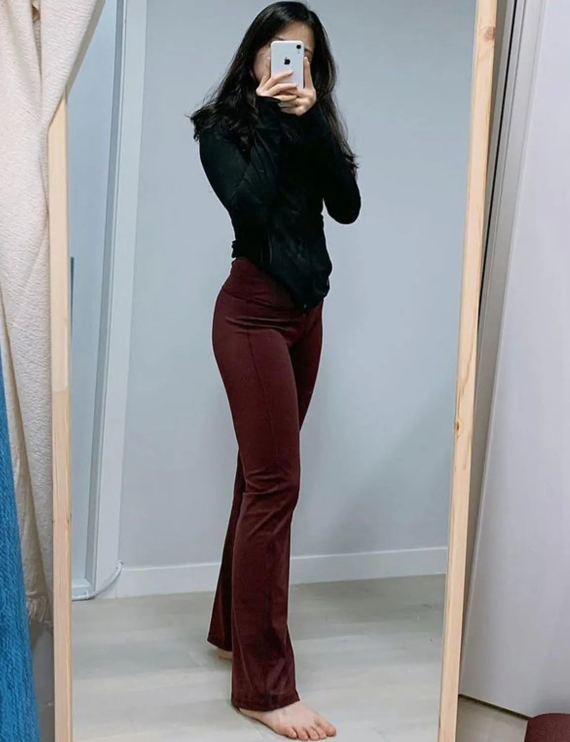 29" 31" 33" 35" 37" High Waist Bootcut Leggings Mahoganymaroon ins_Pilates