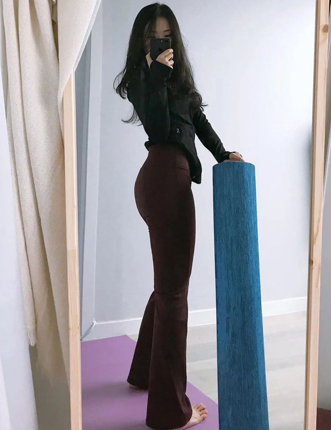 29" 31" 33" 35" 37" High Waist Bootcut Leggings Mahoganymaroon ins_Pilates
