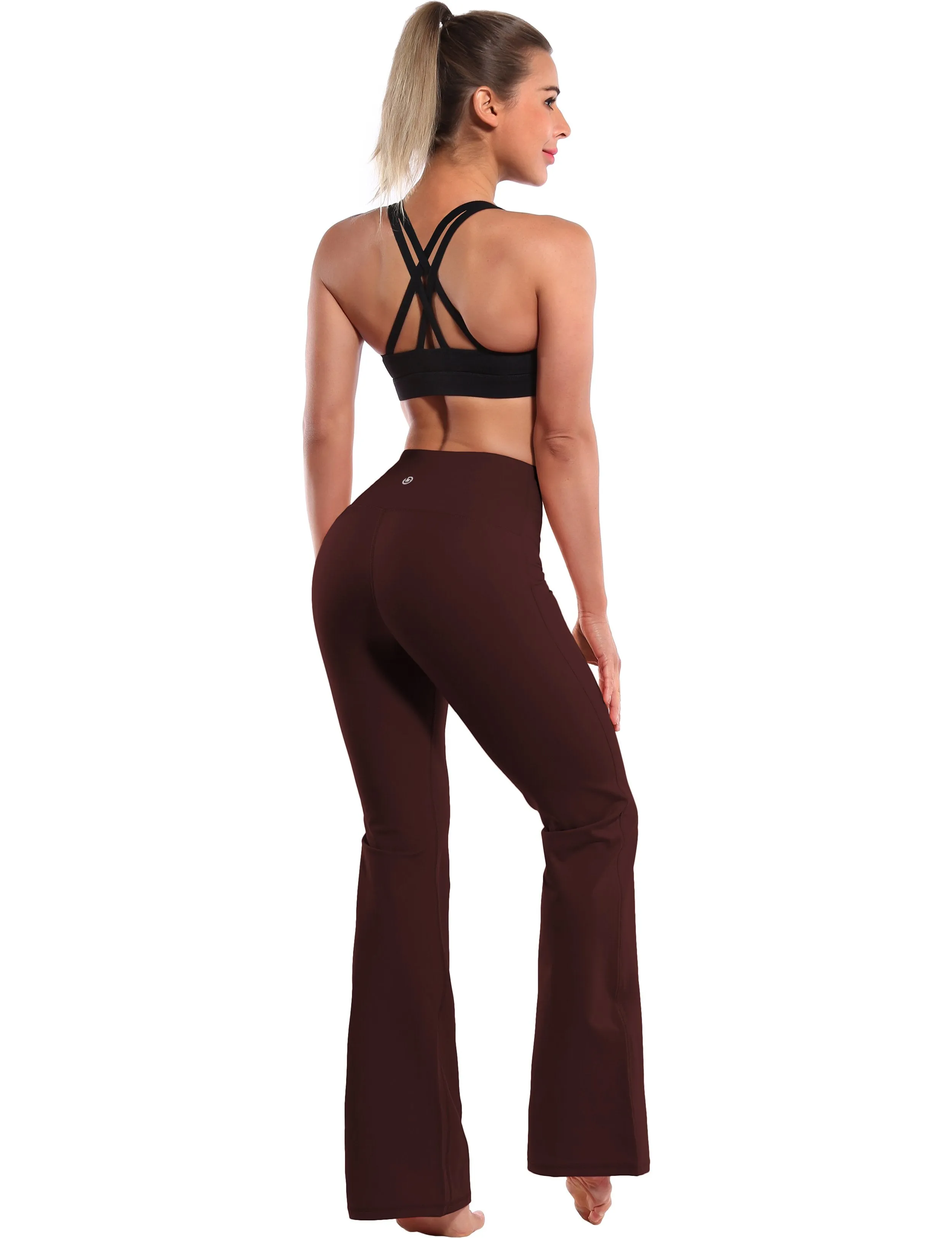 29" 31" 33" 35" 37" High Waist Bootcut Leggings Mahoganymaroon ins_Pilates