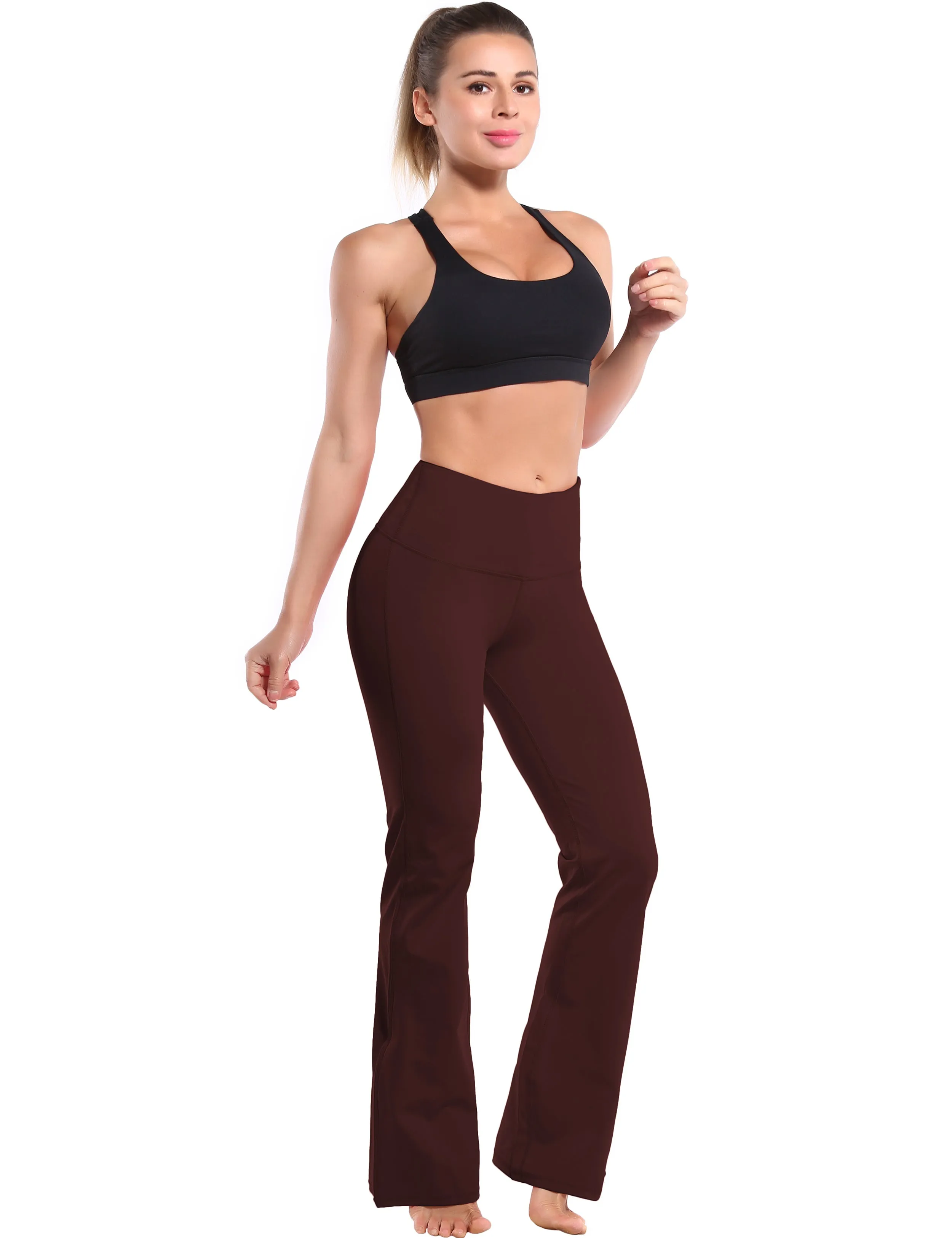 29" 31" 33" 35" 37" High Waist Bootcut Leggings Mahoganymaroon_yogastudio