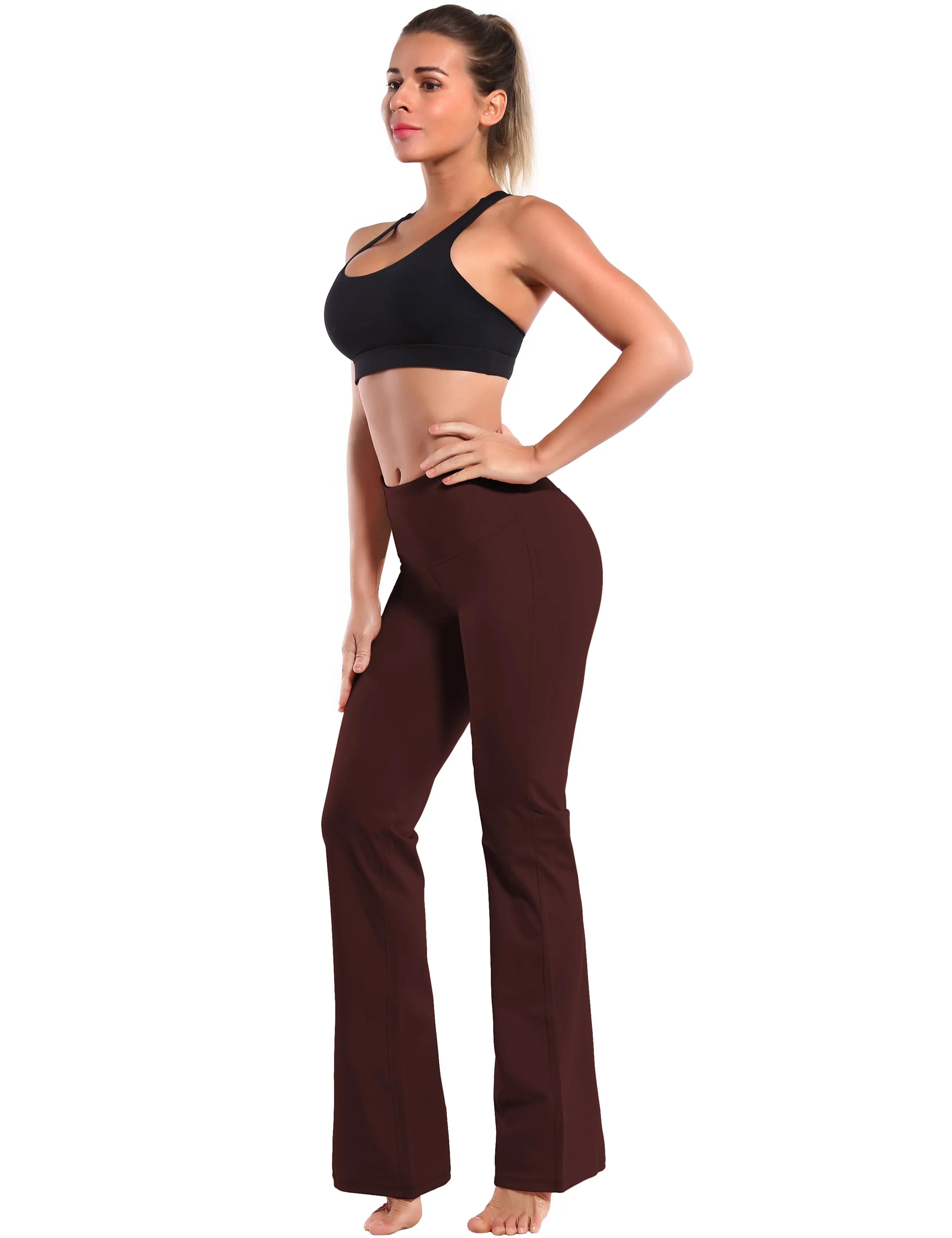 29" 31" 33" 35" 37" High Waist Bootcut Leggings Mahoganymaroon_yogastudio