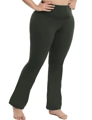 29" 31" 33" 35" 37" High Waist Bootcut Leggings Olivegray_Plus Size
