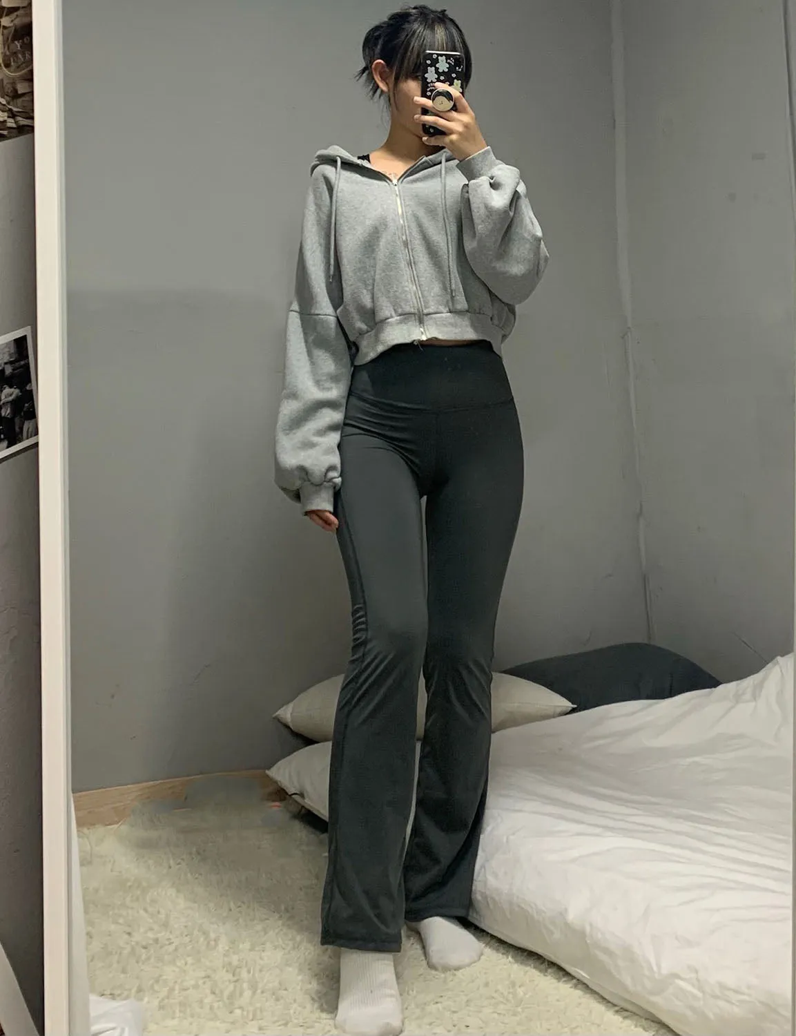 29" 31" 33" 35" 37" High Waist Bootcut Leggings Shadowcharcoal ins_Jogging