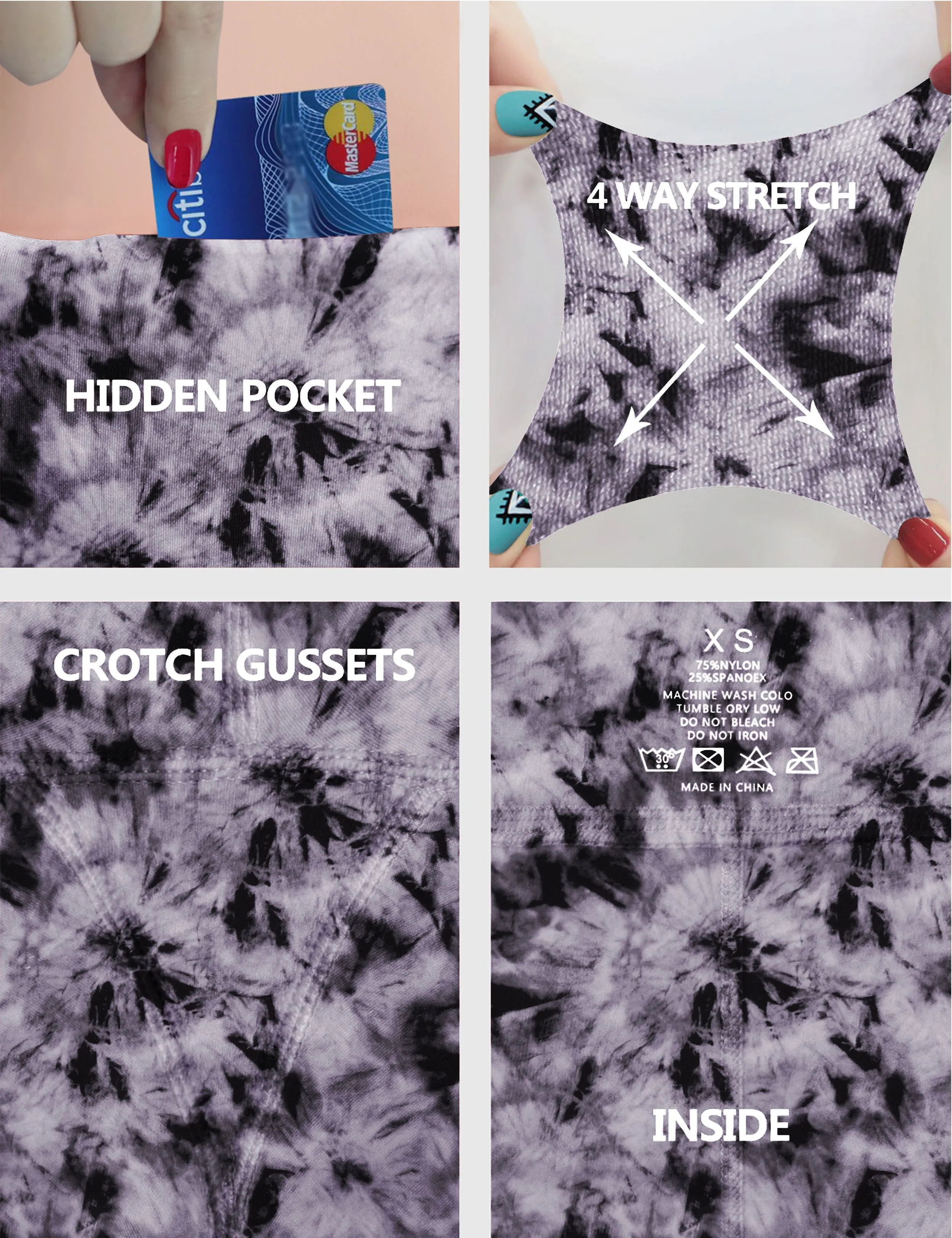 29" 31" 33" 35" 37" High Waist Printed Bootcut Leggings Black Dandelion_Biking