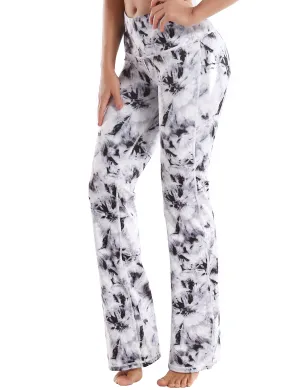 29" 31" 33" 35" 37" High Waist Printed Bootcut Leggings Black Dandelion_Pilates