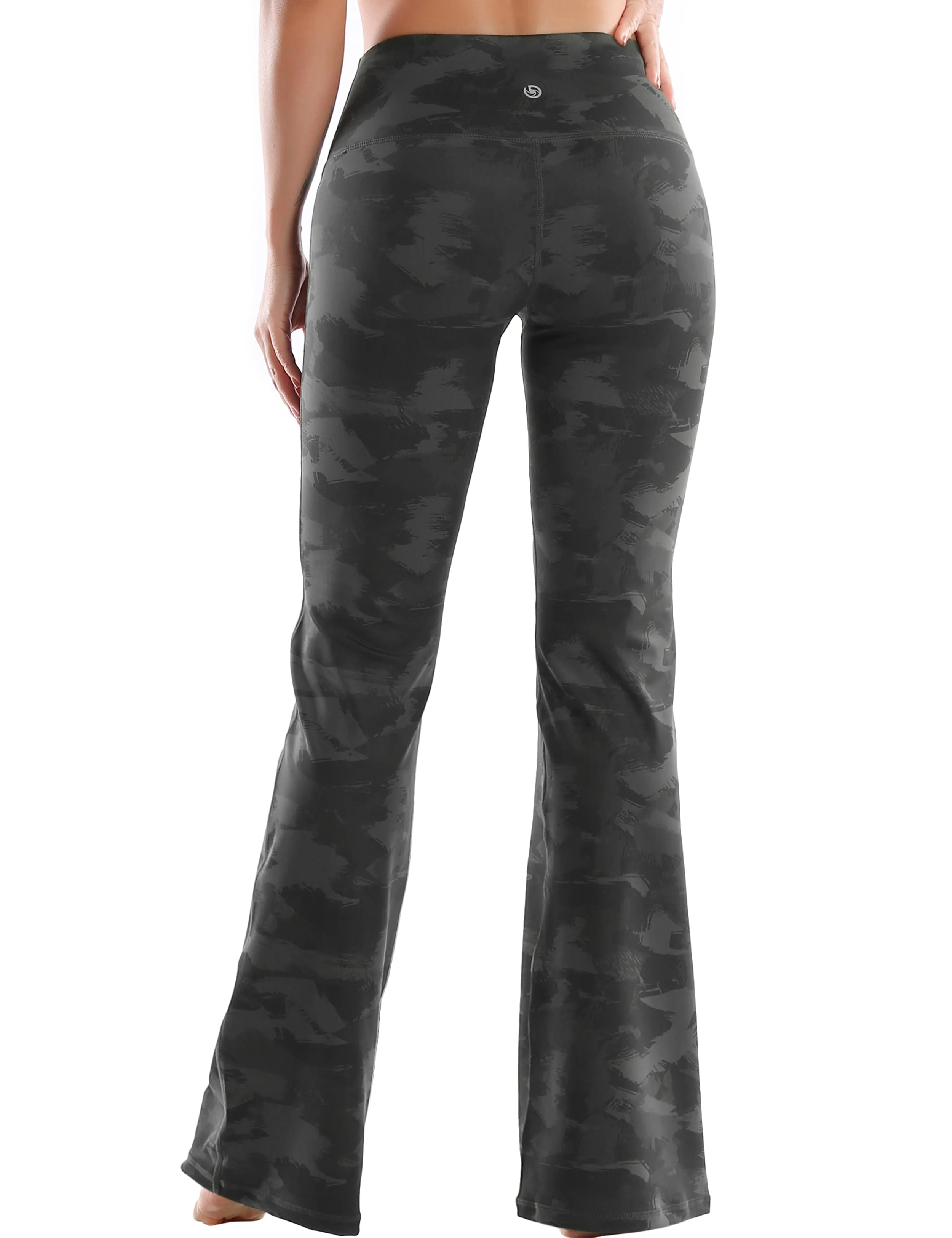 29" 31" 33" 35" 37" High Waist Printed Bootcut Leggings dimgray brushcamo_Golf