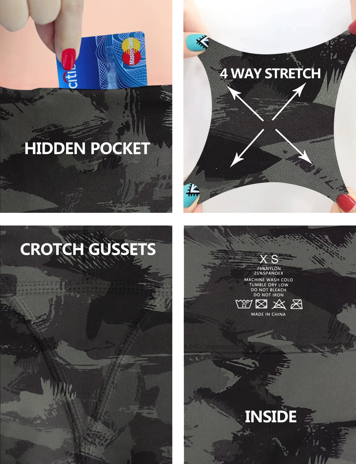 29" 31" 33" 35" 37" High Waist Printed Bootcut Leggings dimgray brushcamo_Golf