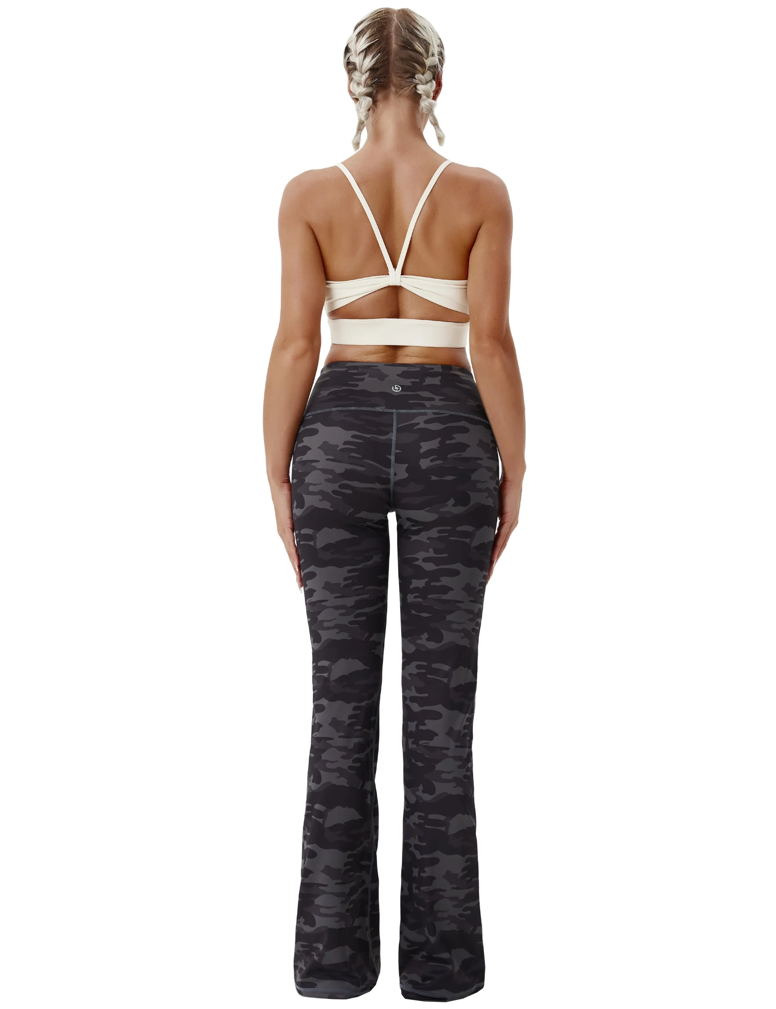 29" 31" 33" 35" 37" High Waist Printed Bootcut Leggings dimgray camo_Golf