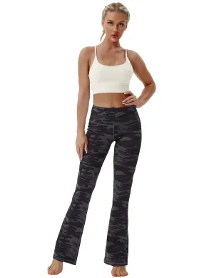 29" 31" 33" 35" 37" High Waist Printed Bootcut Leggings dimgray camo_Golf
