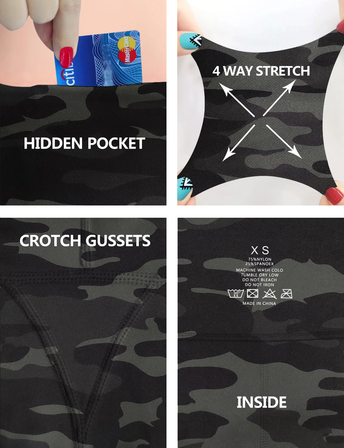 29" 31" 33" 35" 37" High Waist Printed Bootcut Leggings dimgray camo_Pilates
