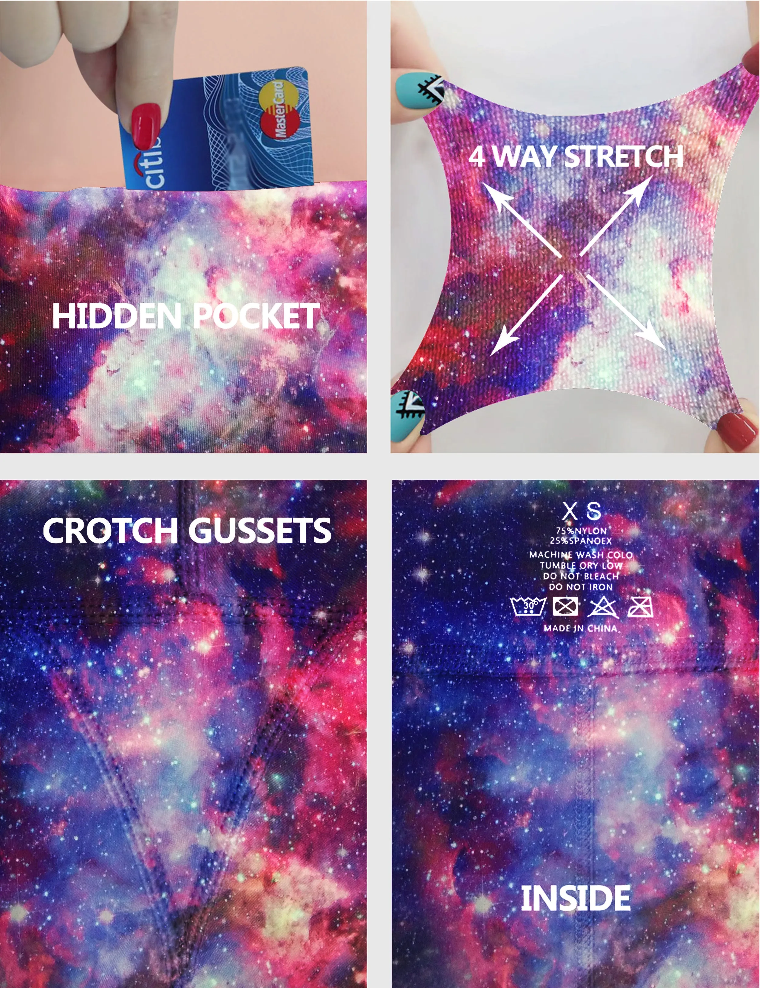 29" 31" 33" 35" 37" High Waist Printed Bootcut Leggings Galaxy_Golf