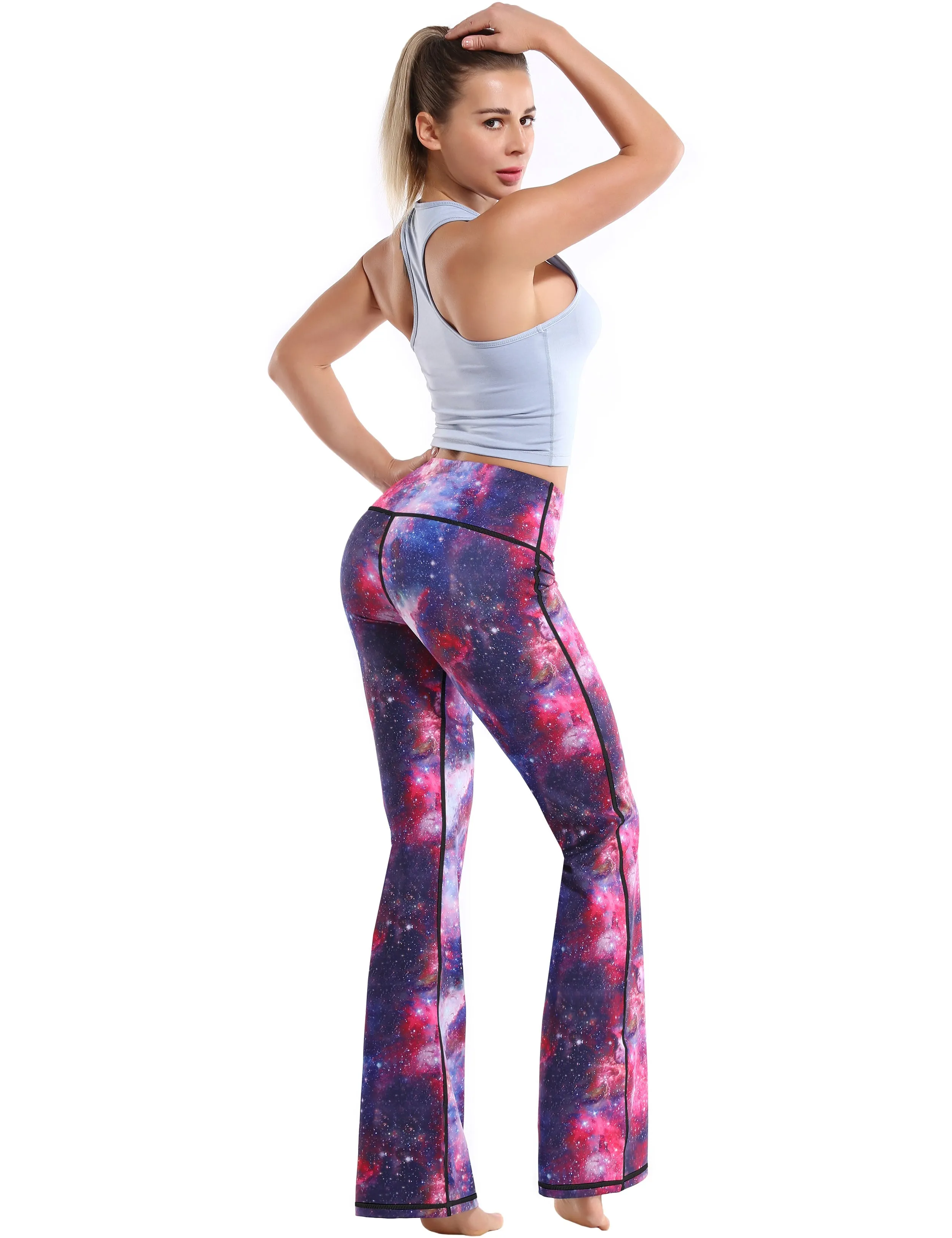 29" 31" 33" 35" 37" High Waist Printed Bootcut Leggings Galaxy_Pilates