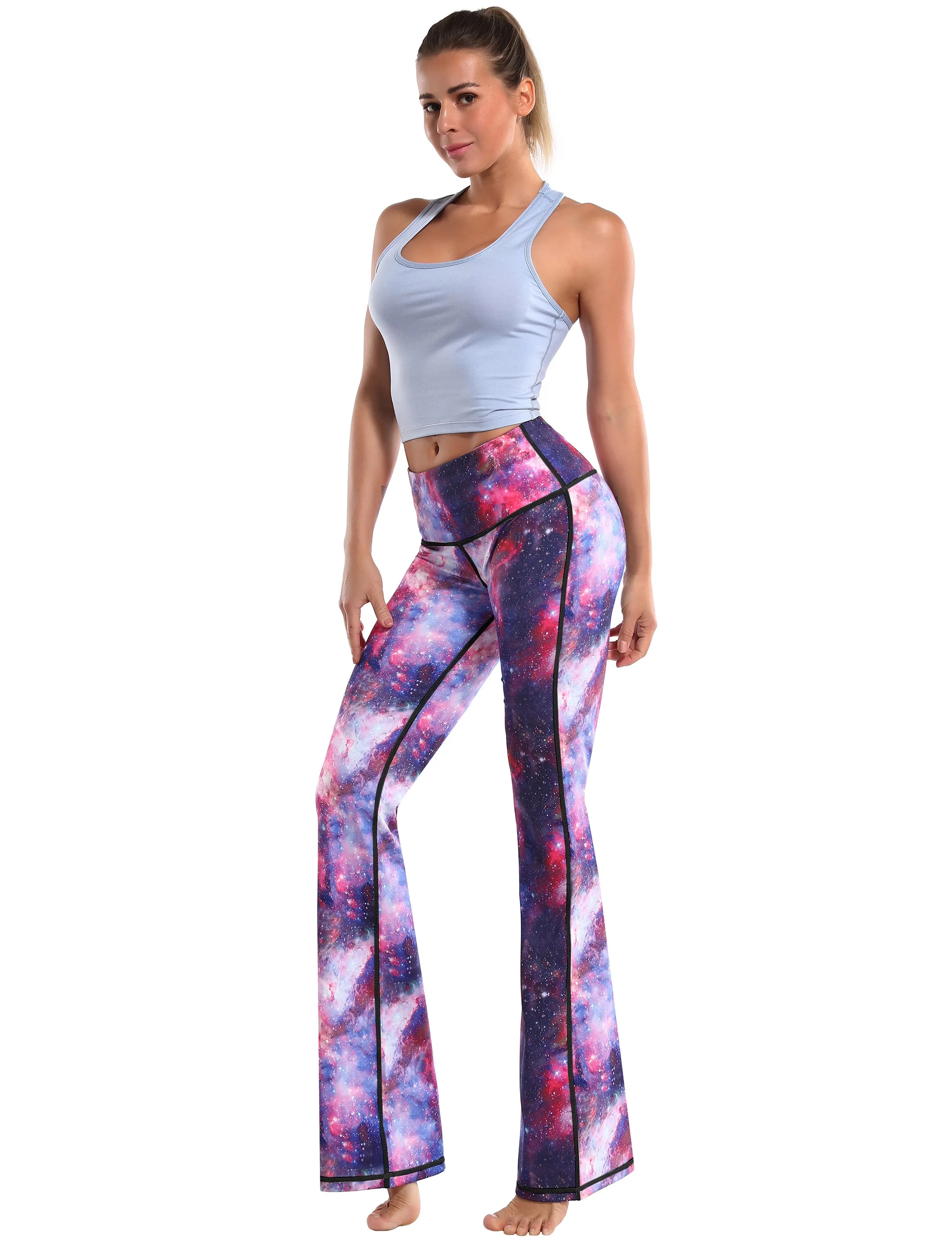 29" 31" 33" 35" 37" High Waist Printed Bootcut Leggings Galaxy_Pilates