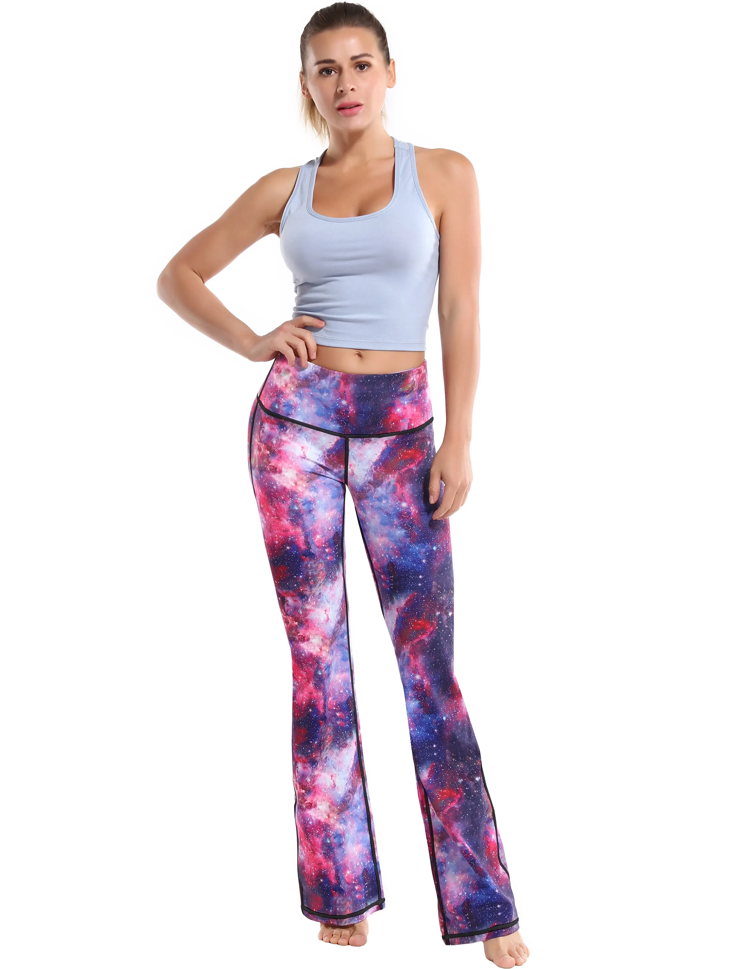 29" 31" 33" 35" 37" High Waist Printed Bootcut Leggings Galaxy_Pilates