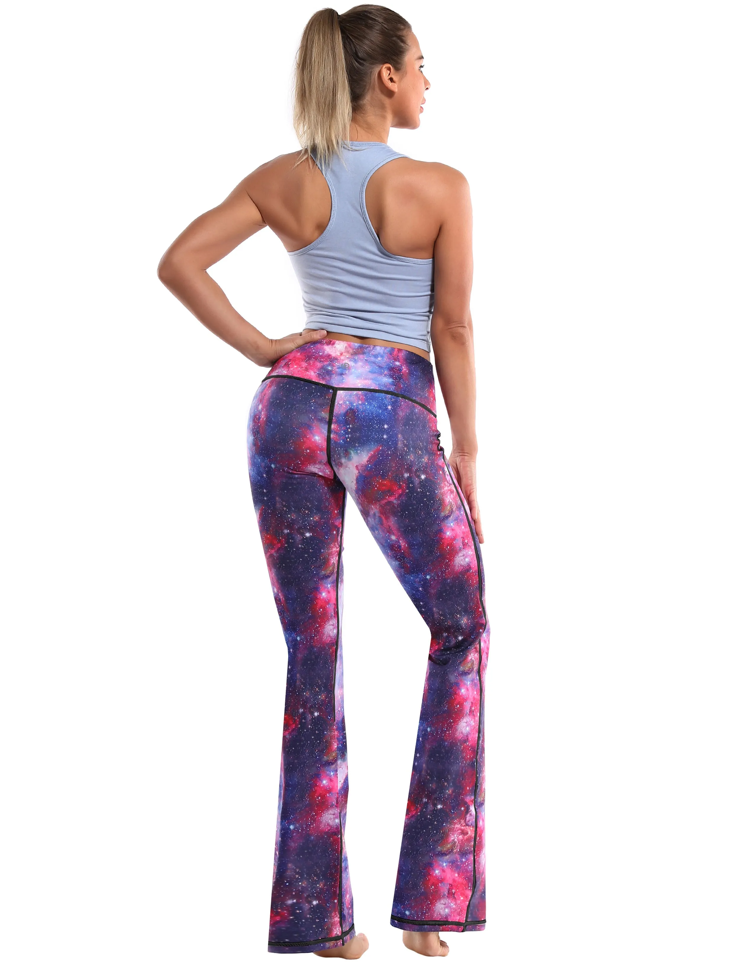 29" 31" 33" 35" 37" High Waist Printed Bootcut Leggings Galaxy_Pilates