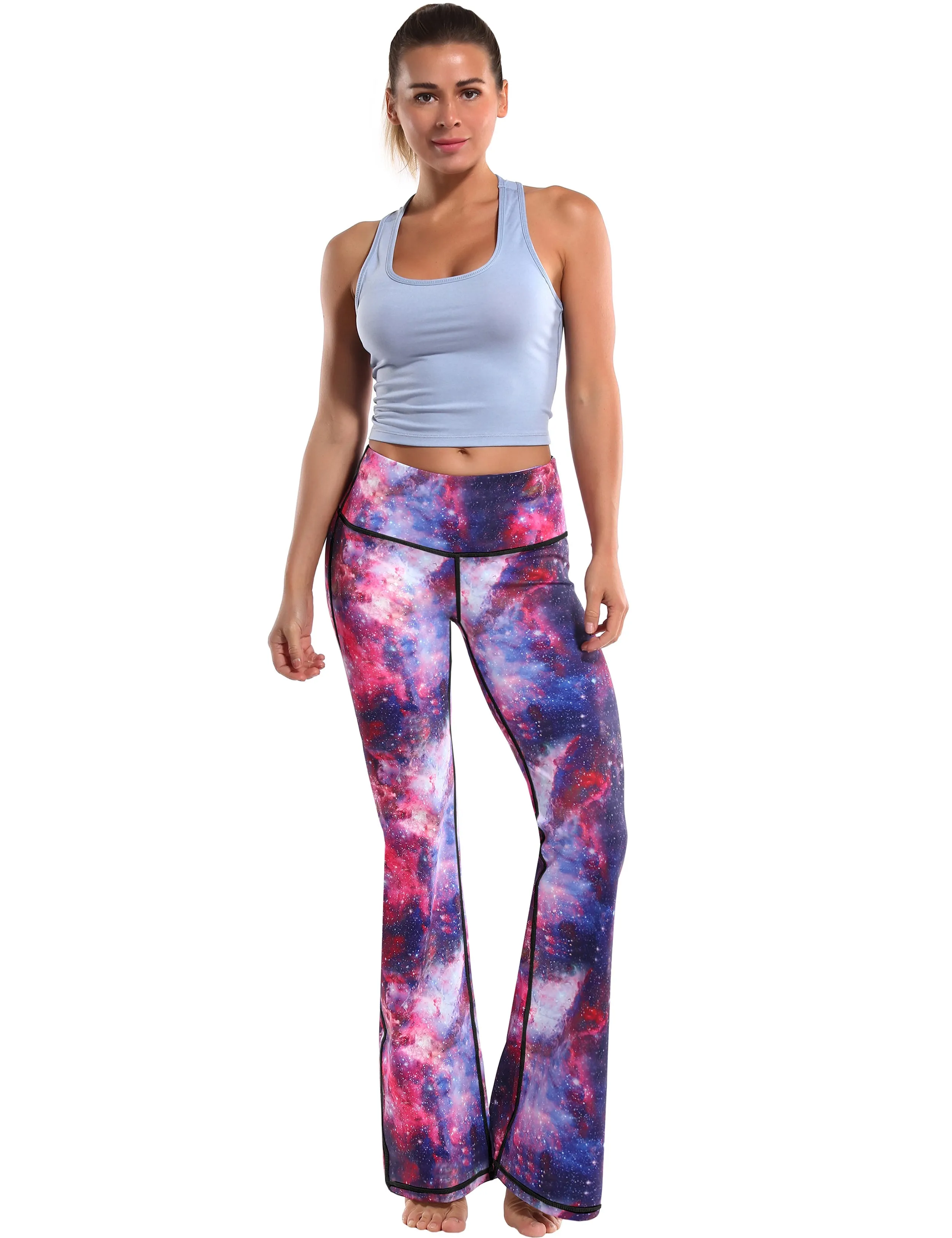 29" 31" 33" 35" 37" High Waist Printed Bootcut Leggings Galaxy_Pilates