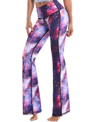 29" 31" 33" 35" 37" High Waist Printed Bootcut Leggings Galaxy_Pilates