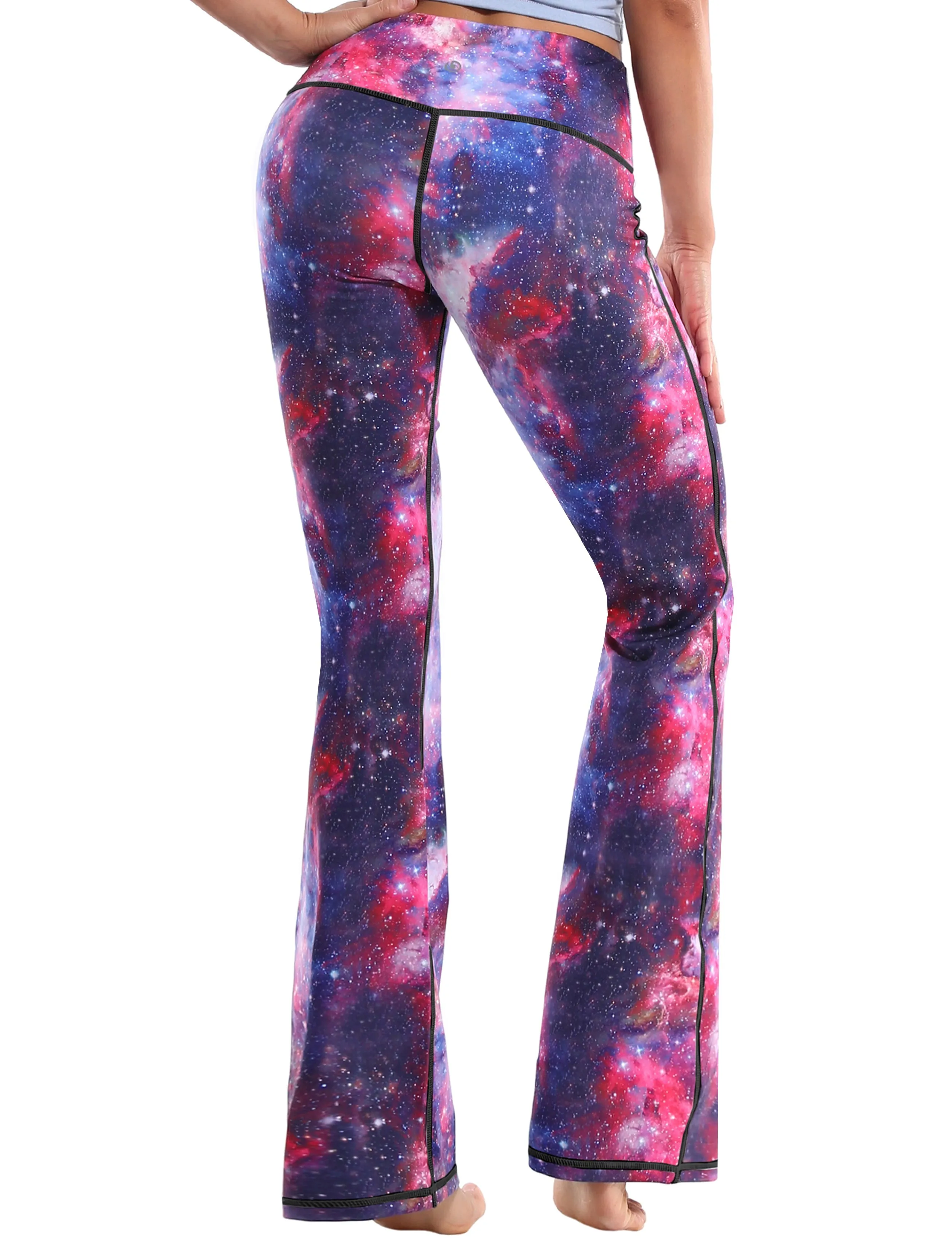 29" 31" 33" 35" 37" High Waist Printed Bootcut Leggings Galaxy_Pilates