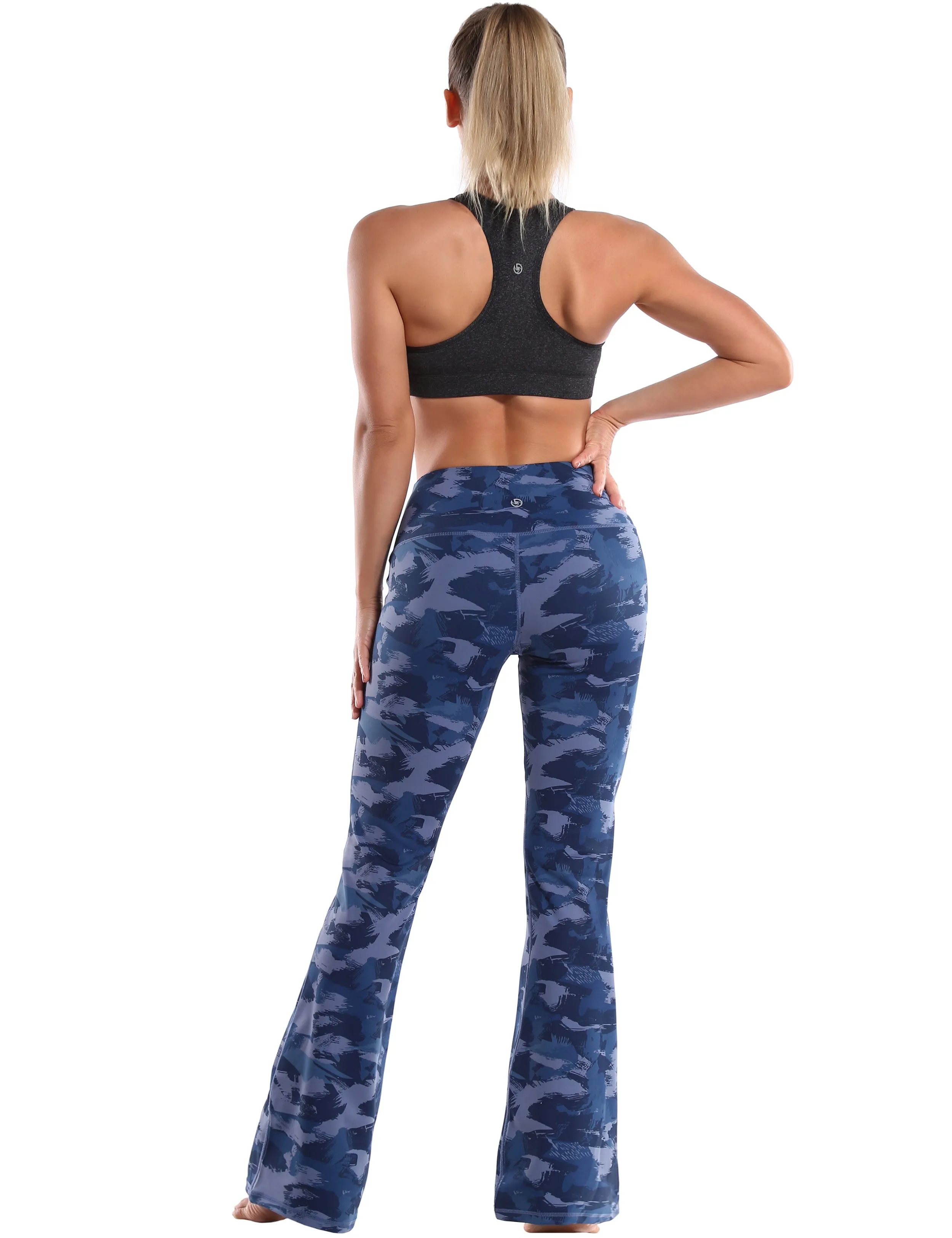 29" 31" 33" 35" 37" High Waist Printed Bootcut Leggings navy brushcamo_Golf