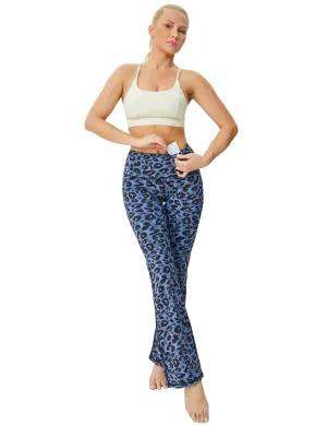 29" 31" 33" 35" 37" High Waist Printed Bootcut Leggings navy_leopard_Biking