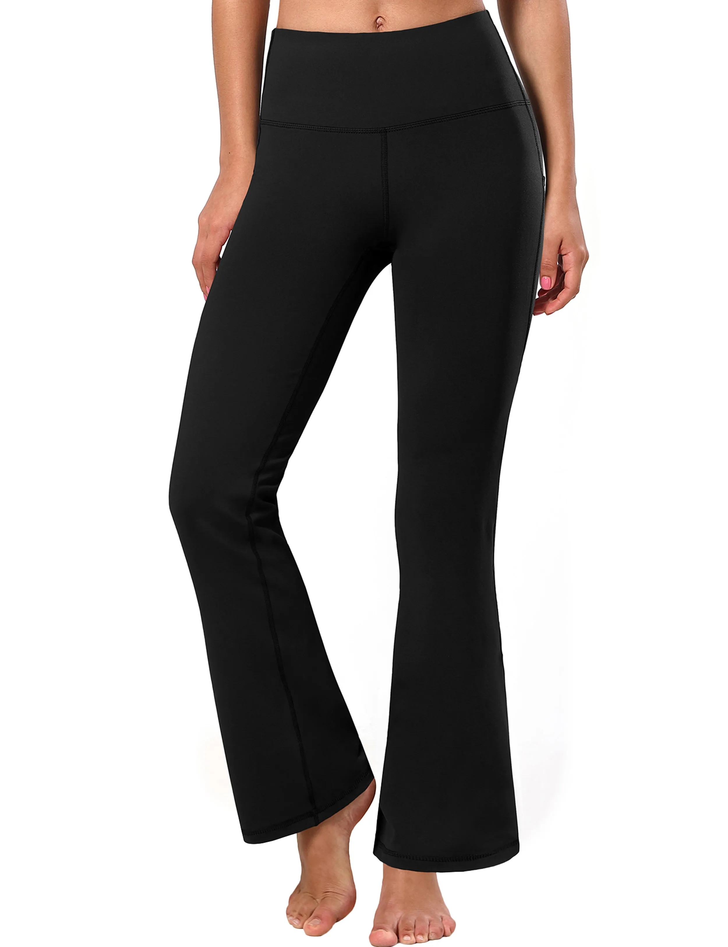 29" 31" 33" 35" 37"  Side Pockets Bootcut Leggings black_Plus Size